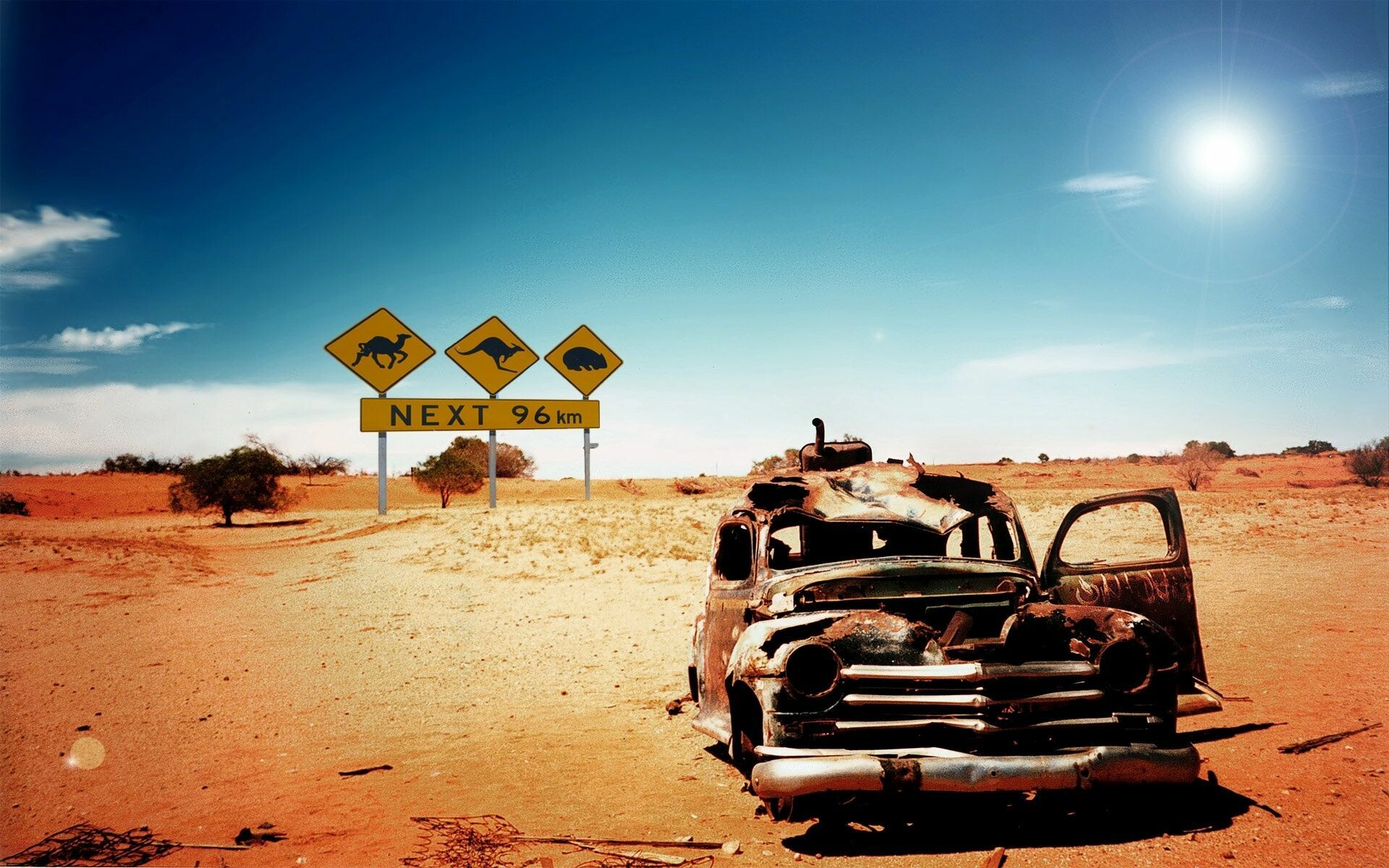 Australian outback, Abandoned places, Rusty cars, Desert wilderness, 1920x1200 HD Desktop