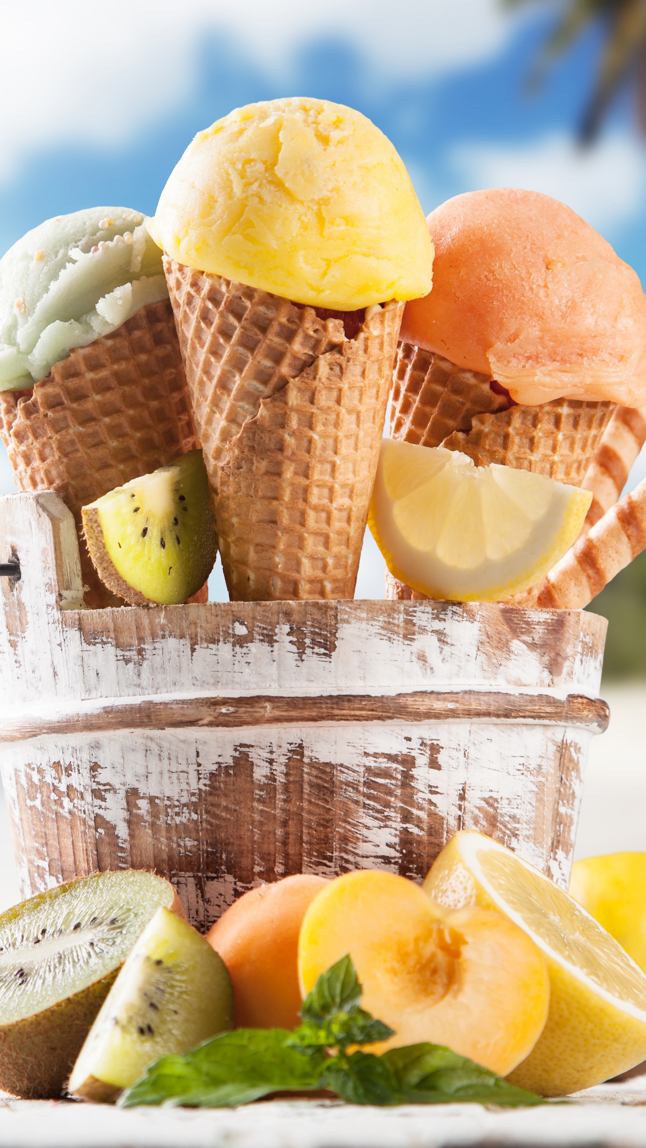 Fruits, Ice Cream Cone Wallpaper, 2160x3840 4K Phone