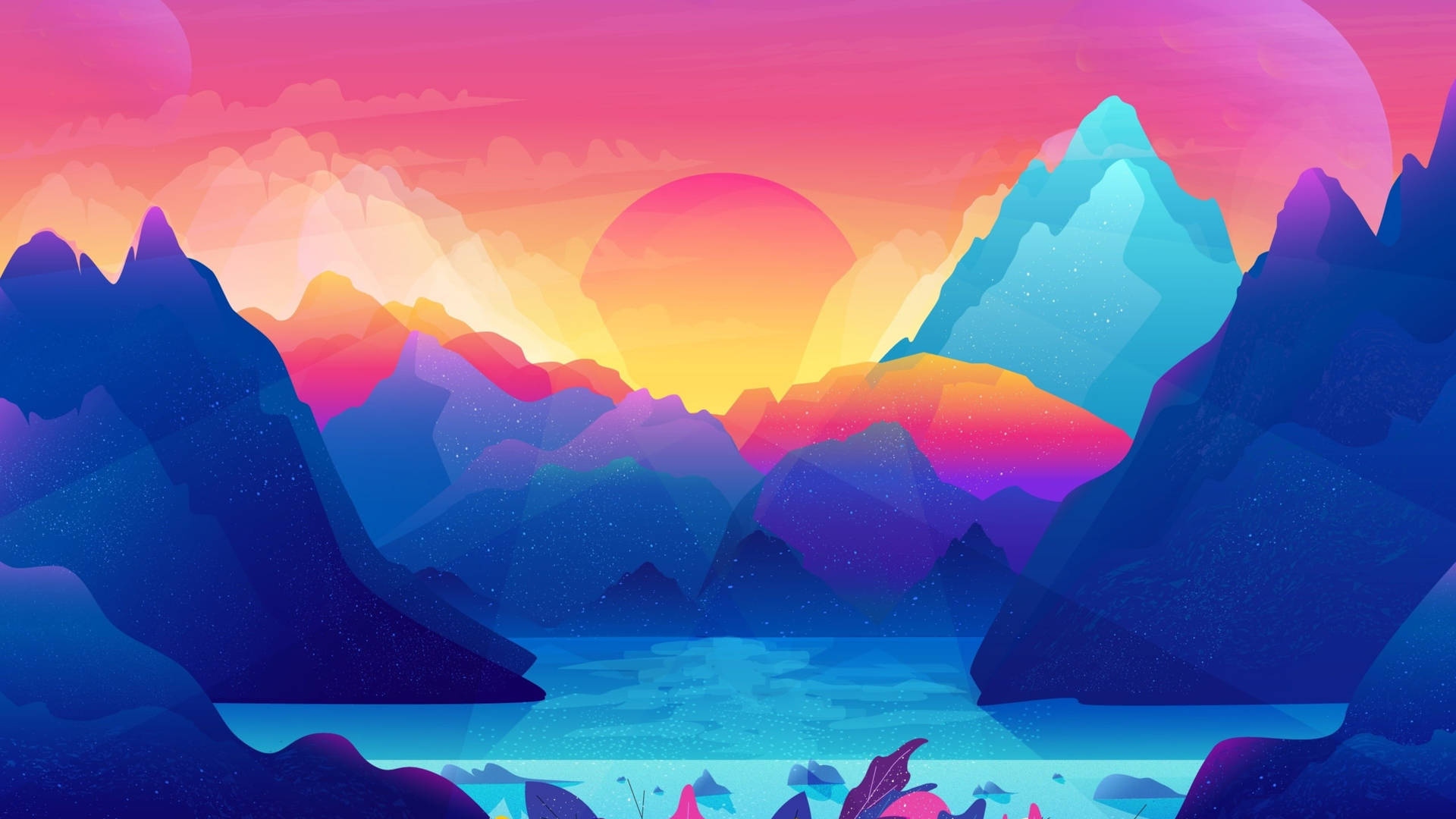 Bright mountain, art, scenic, nature, colorful, 1920x1080 Full HD Desktop