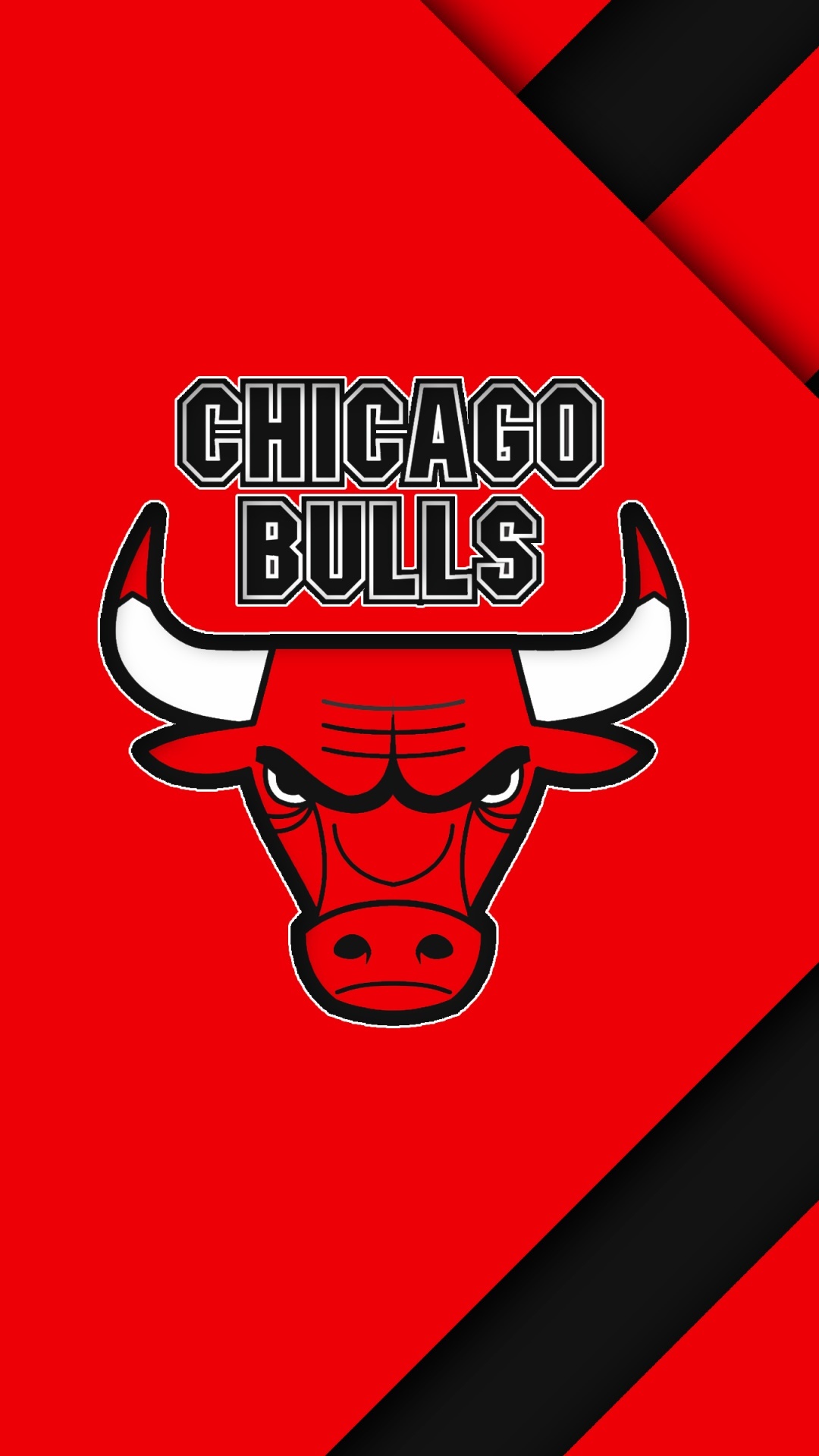 Chicago Bulls logo, Red bull head emblem, Red black diagonal backdrop, Full HD Phone wallpaper