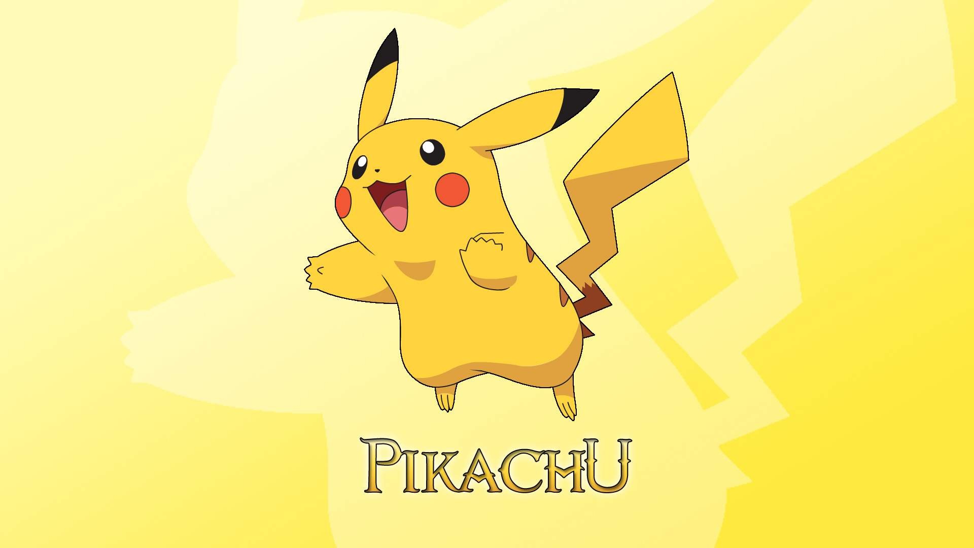 Pikachu, PIKACHU text, lightning bolt tail, Full HD Desktop wallpaper