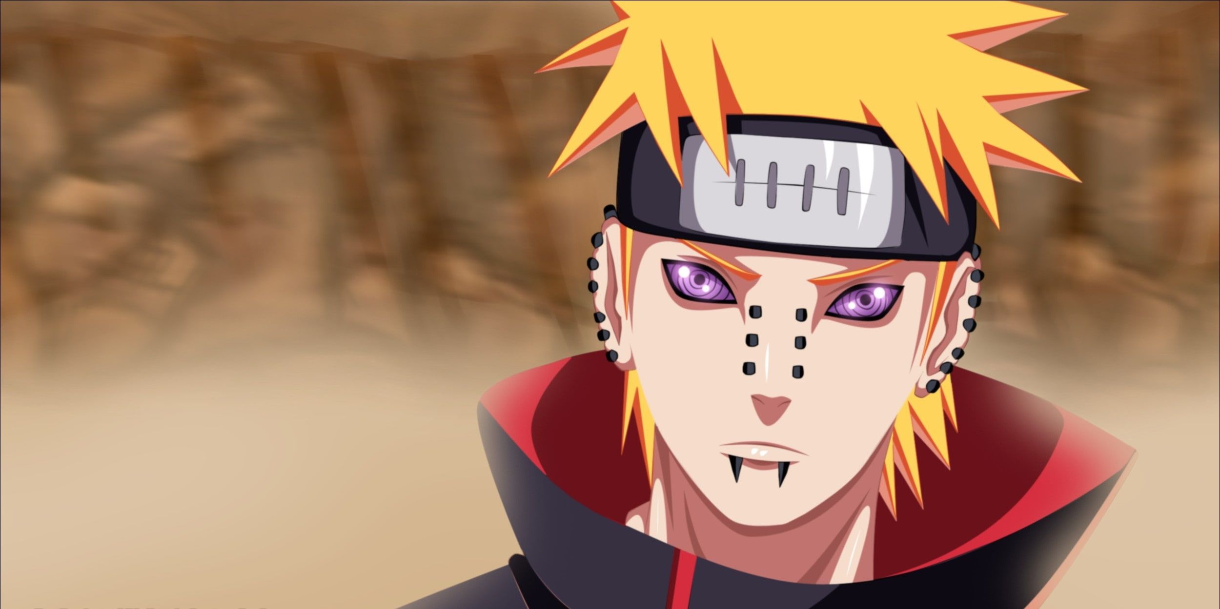 Pain Deva Path, Rinnegan, Akatsuki cloak, Dual Screen Desktop wallpaper