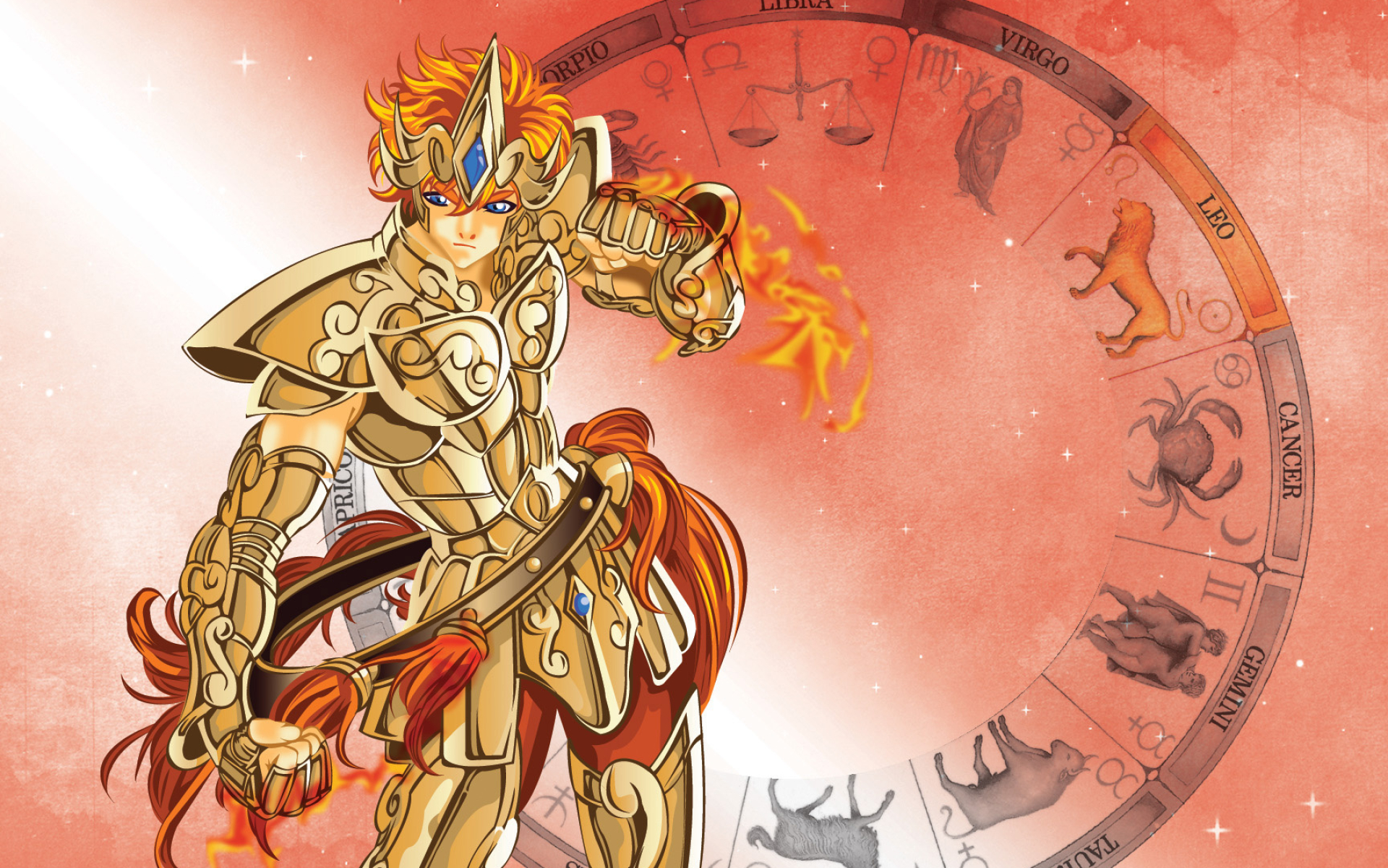 Leo Aiolia, Saint Seiya Episode.G, astrological Zodiac wheel, HD Desktop wallpaper