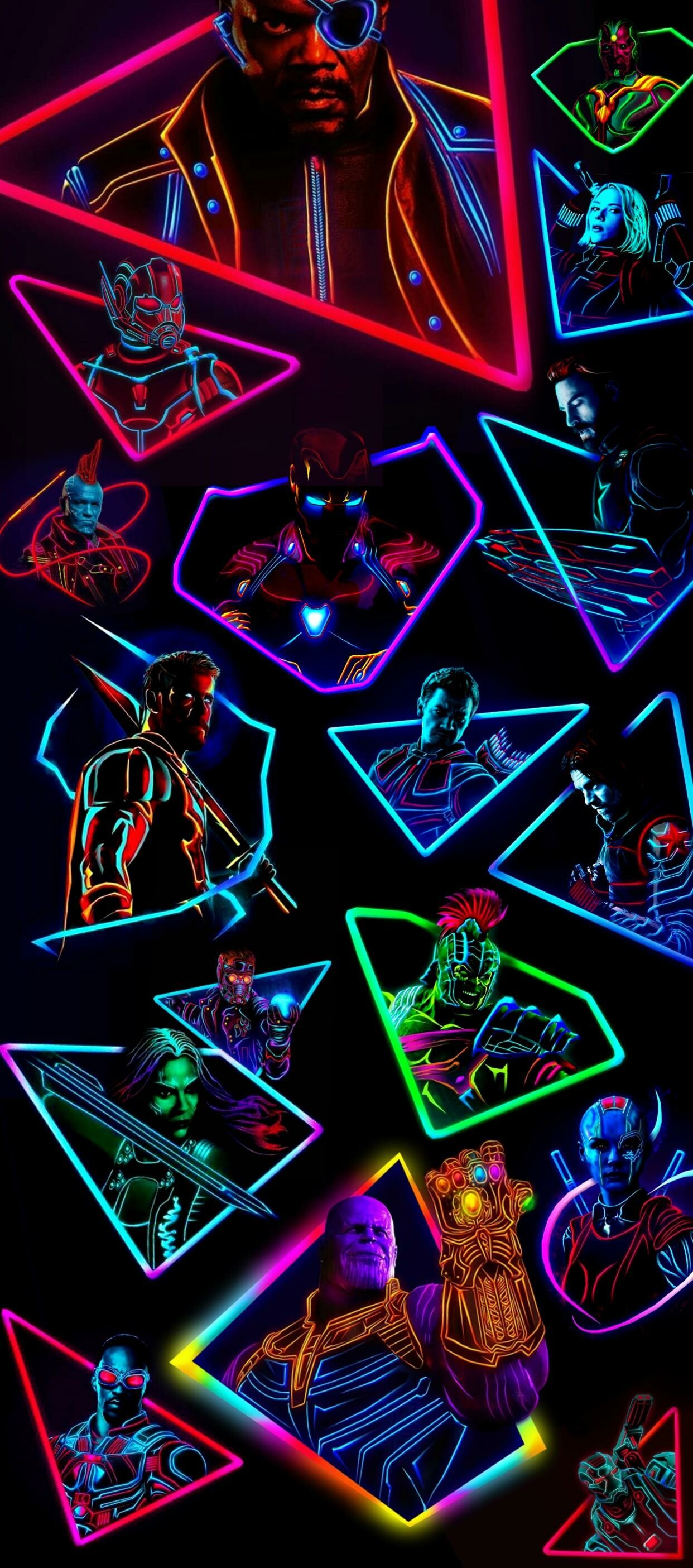 Avengers, Neon Wallpaper, 1250x2810 HD Phone