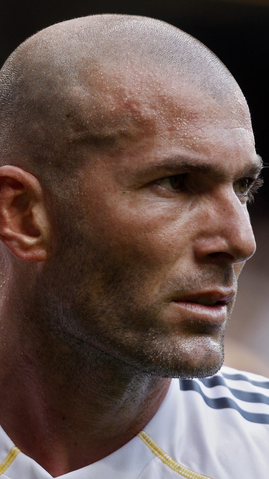 Zinedine Zidane, Real Madrid jersey, Sweaty close-up portrait, Full HD Phone wallpaper