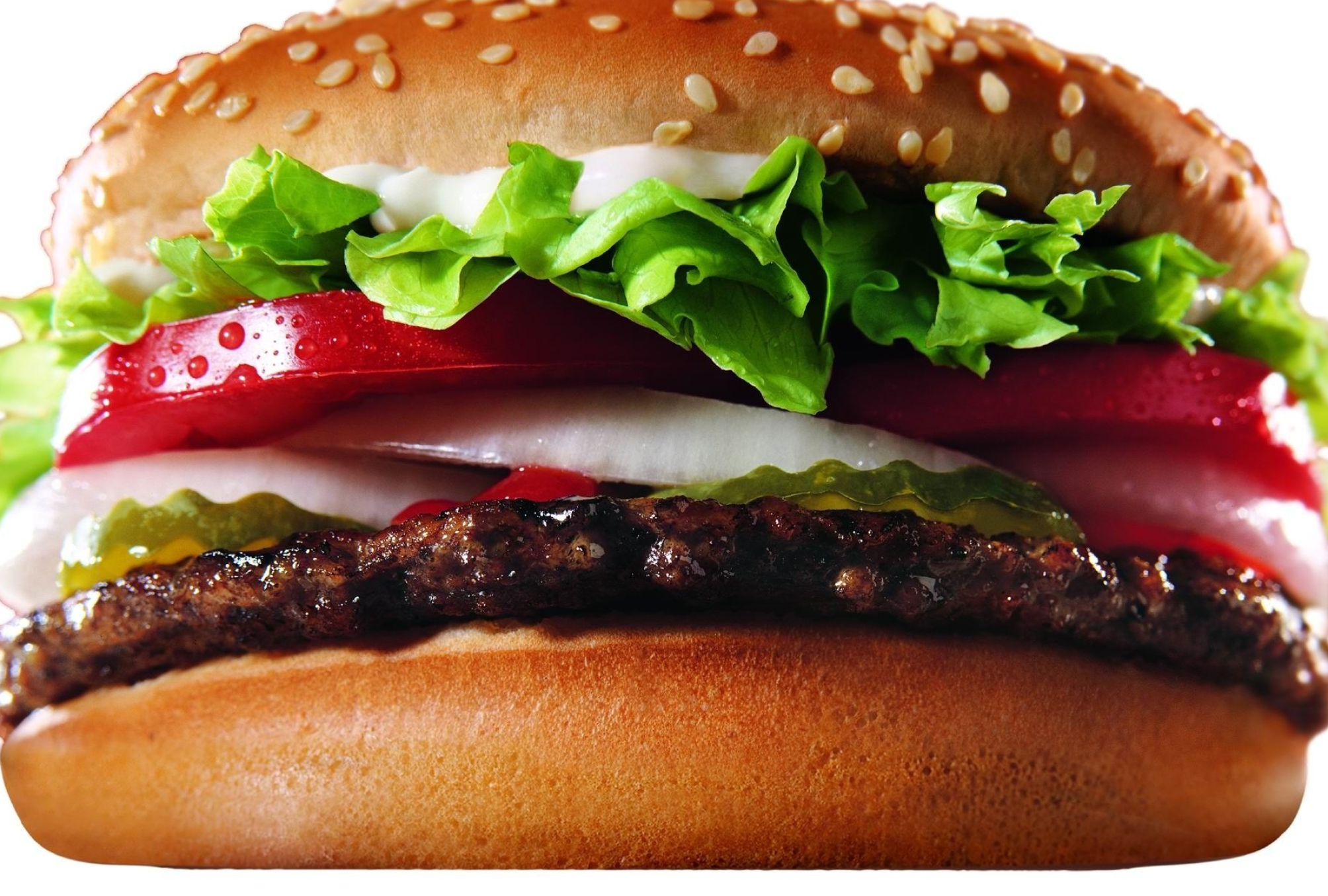 Mouth-watering hamburger, Juicy patty, Savory toppings, Wholesome, 2010x1360 HD Desktop