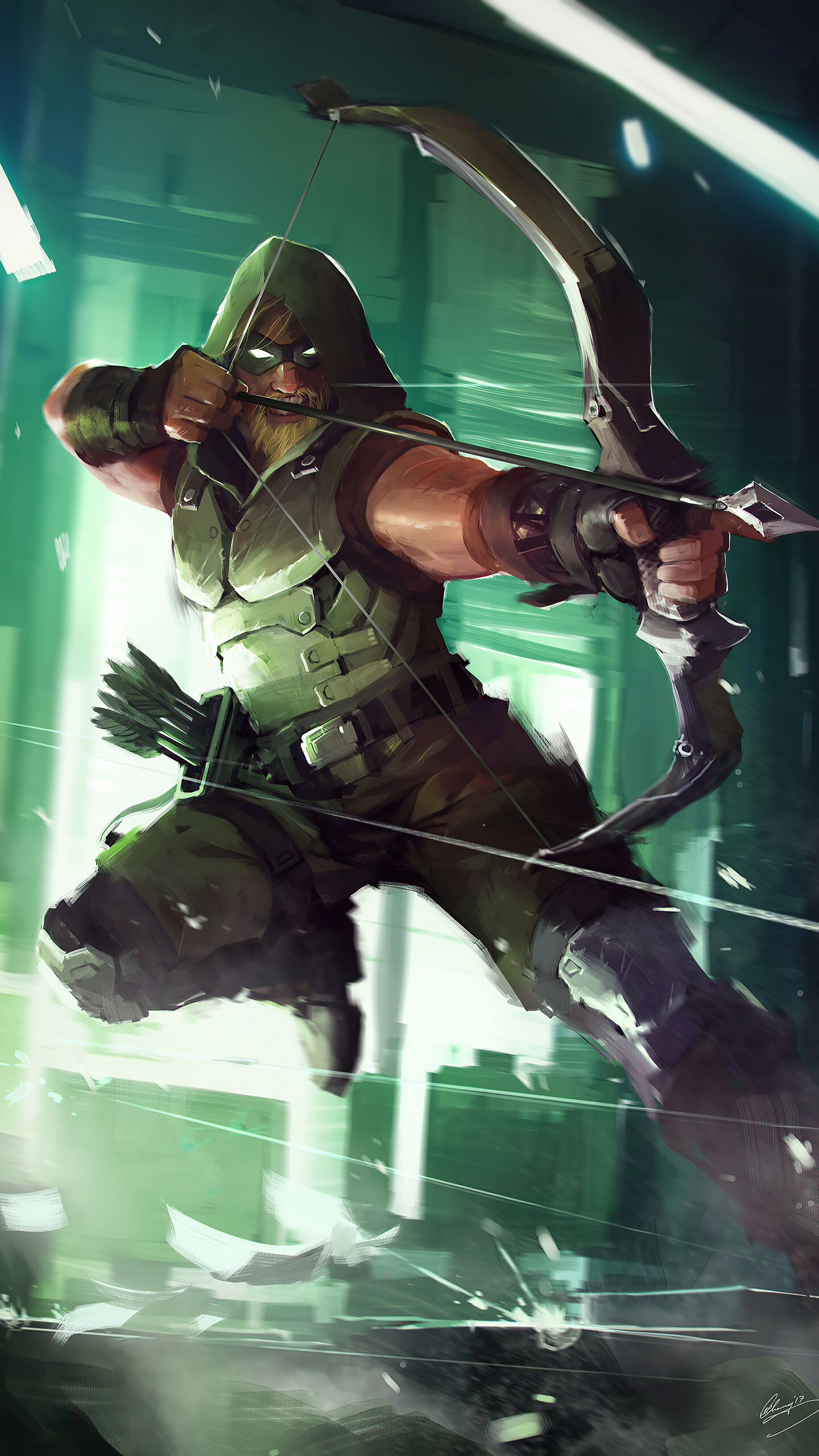 Green Arrow comics, Green Arrow 4K artwork, Samsung Galaxy S6 S7, Google Pixel XL, 1440x2560 HD Phone