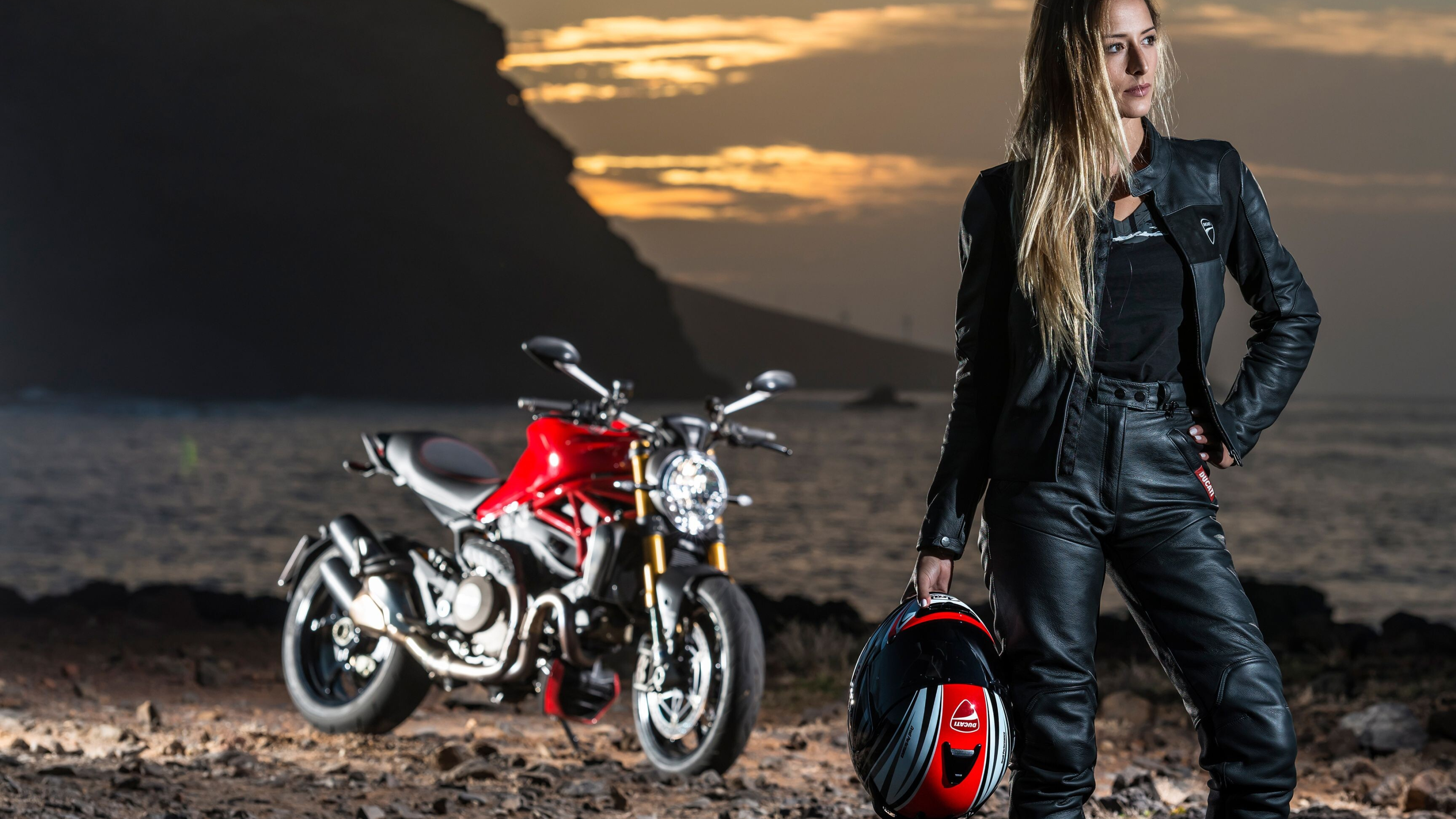 Ducati Monster 1200, Girls and Motorcycles Wallpaper, 3840x2160 4K Desktop