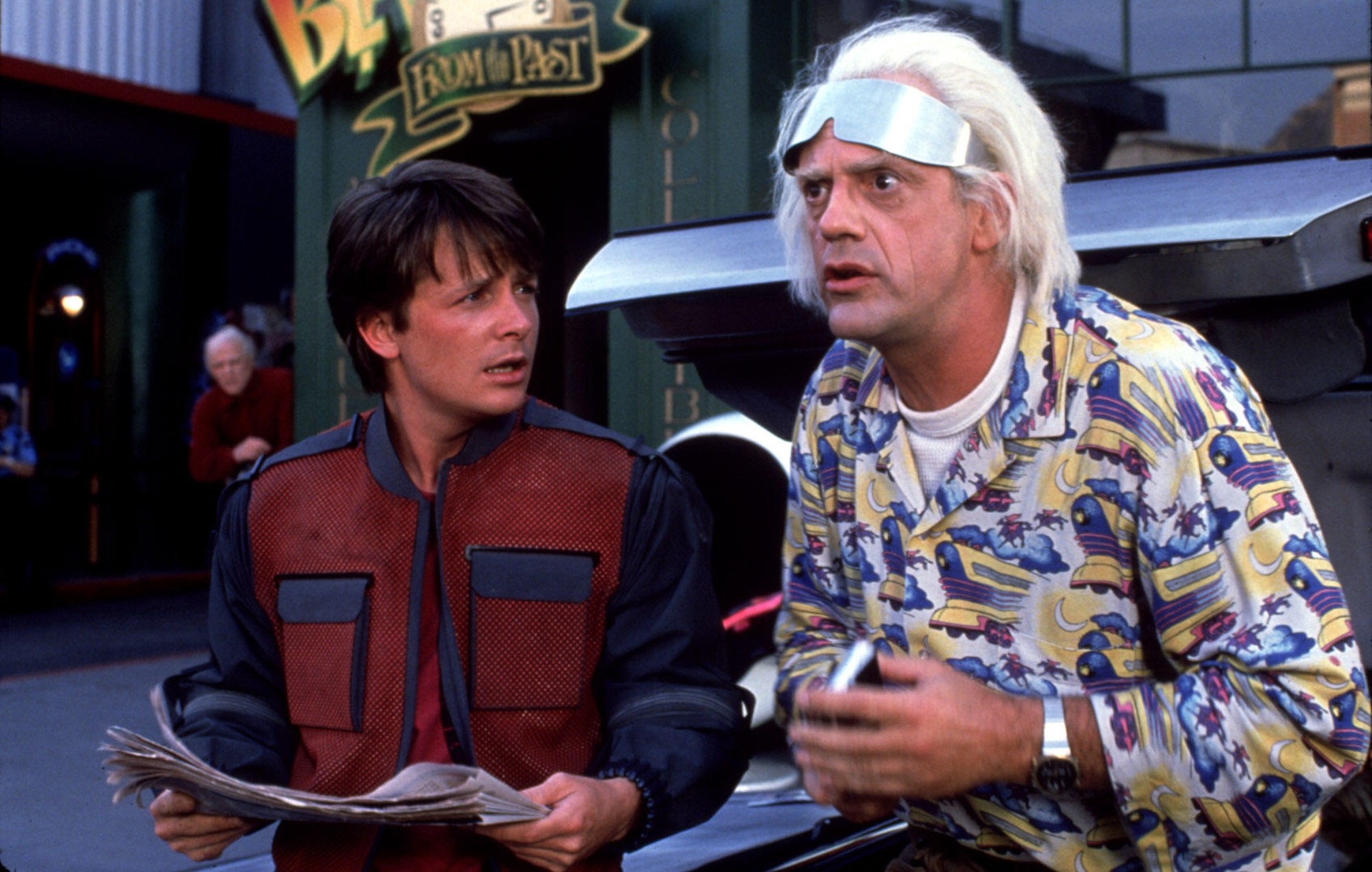 Christopher Lloyd, Michael J. Fox reunion, Iconic duo, Nostalgic moment, 2000x1270 HD Desktop