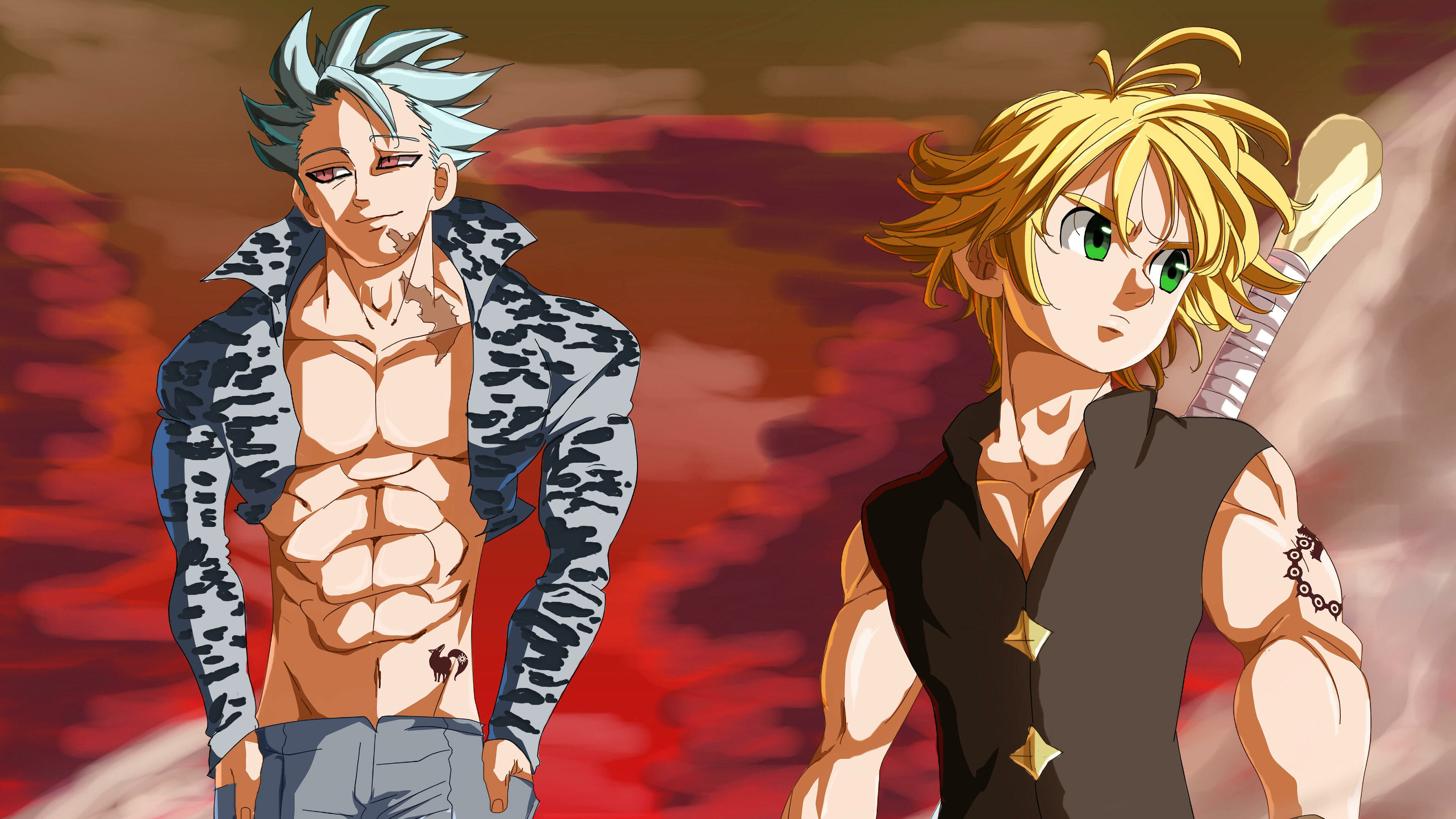 The Seven Deadly Sins, Nanatsu no Taizai band, UHD 4K wallpaper, Dynamic artwork, 3840x2160 4K Desktop