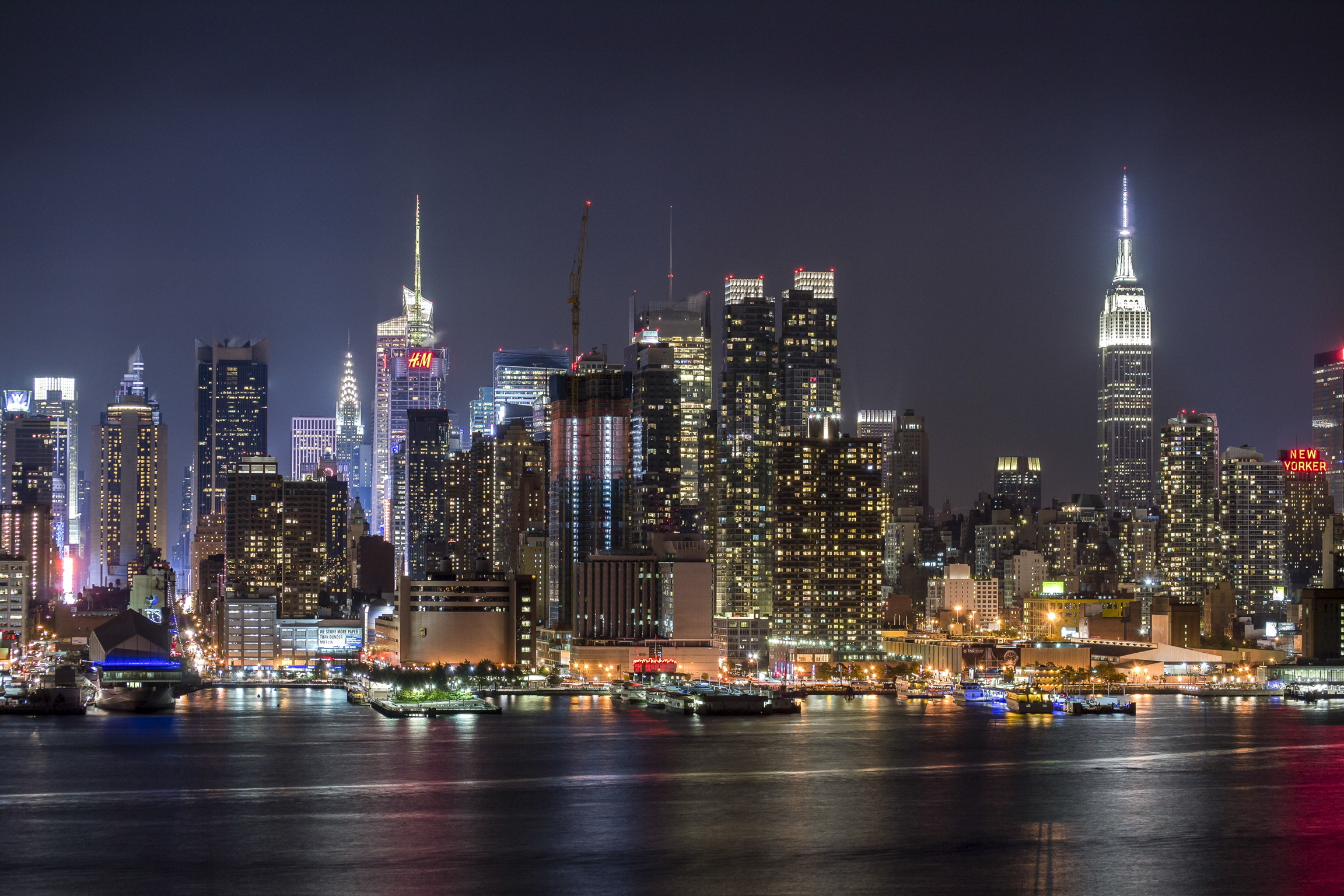 Empire State Building, Midtown Manhattan skyline, Bank of America Tower, Hudson River, HD Desktop wallpaper