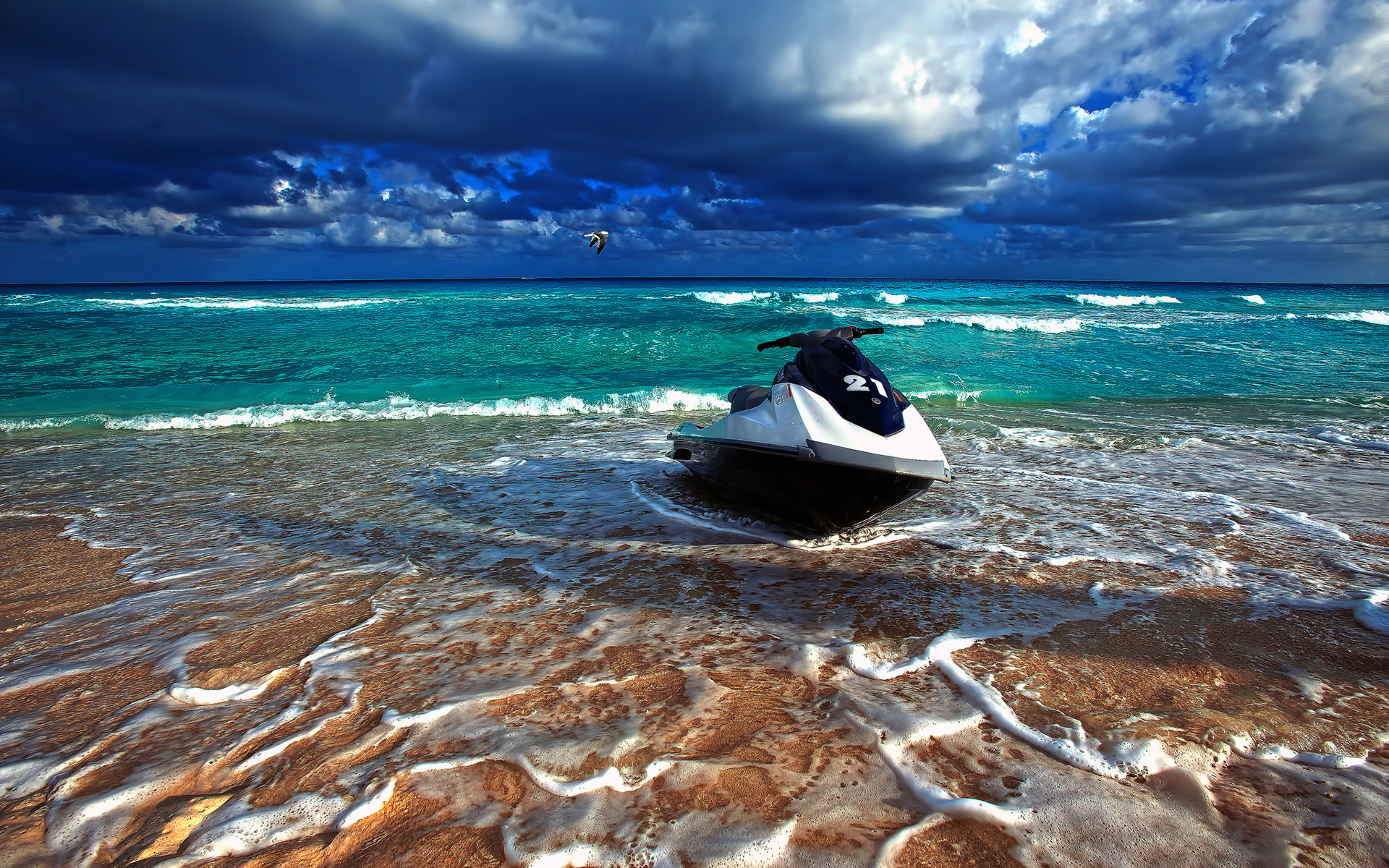 Sea-Doo ocean ride, Dreamy waves, Sky and clouds, Sporty watercrafts, 1920x1200 HD Desktop