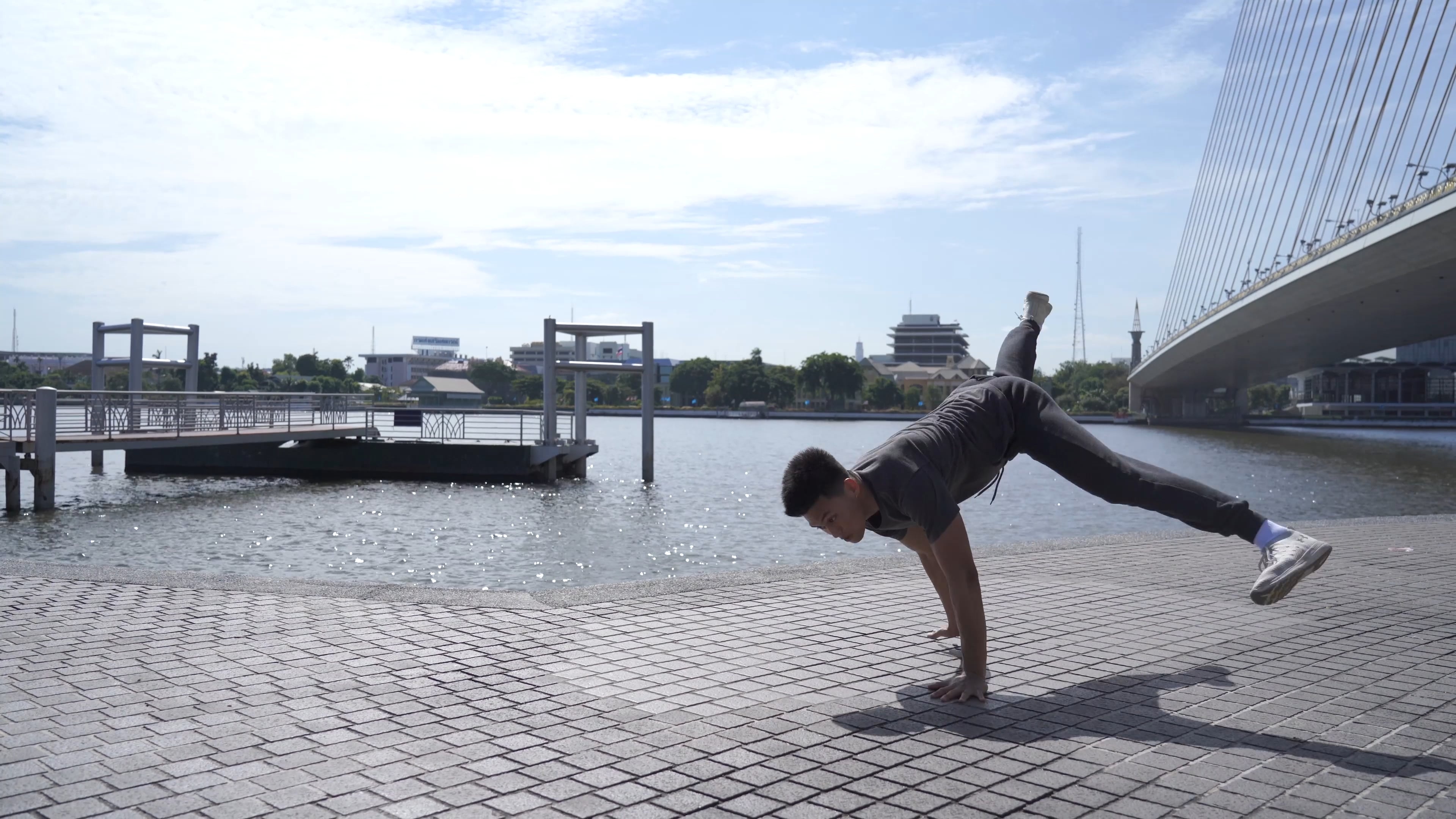 Bboying Outdoors, Freestyle dance, Urban setting, Free stock video, 3840x2160 4K Desktop