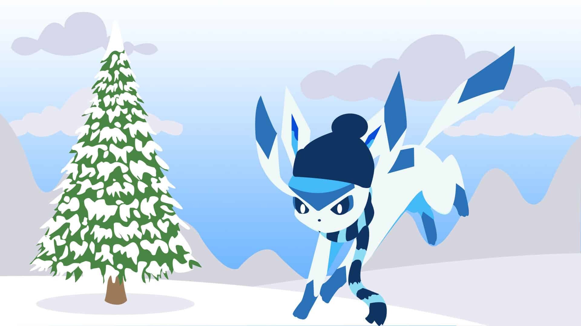 Glaceon in winter, HD wallpapers, Pokmon art, Snowy landscapes, 1920x1080 Full HD Desktop