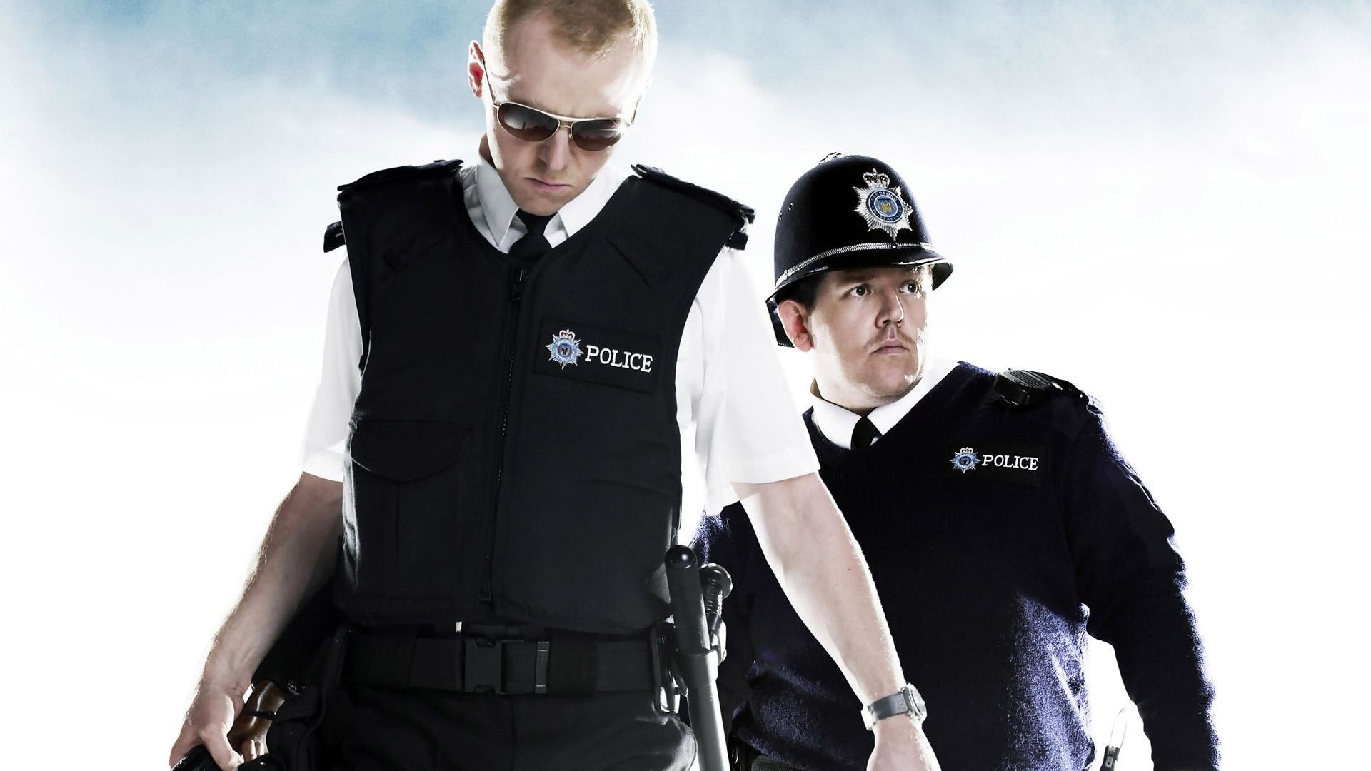 Hot Fuzz, HD background image, Dynamic visual style, Exciting police adventure, 1920x1080 Full HD Desktop