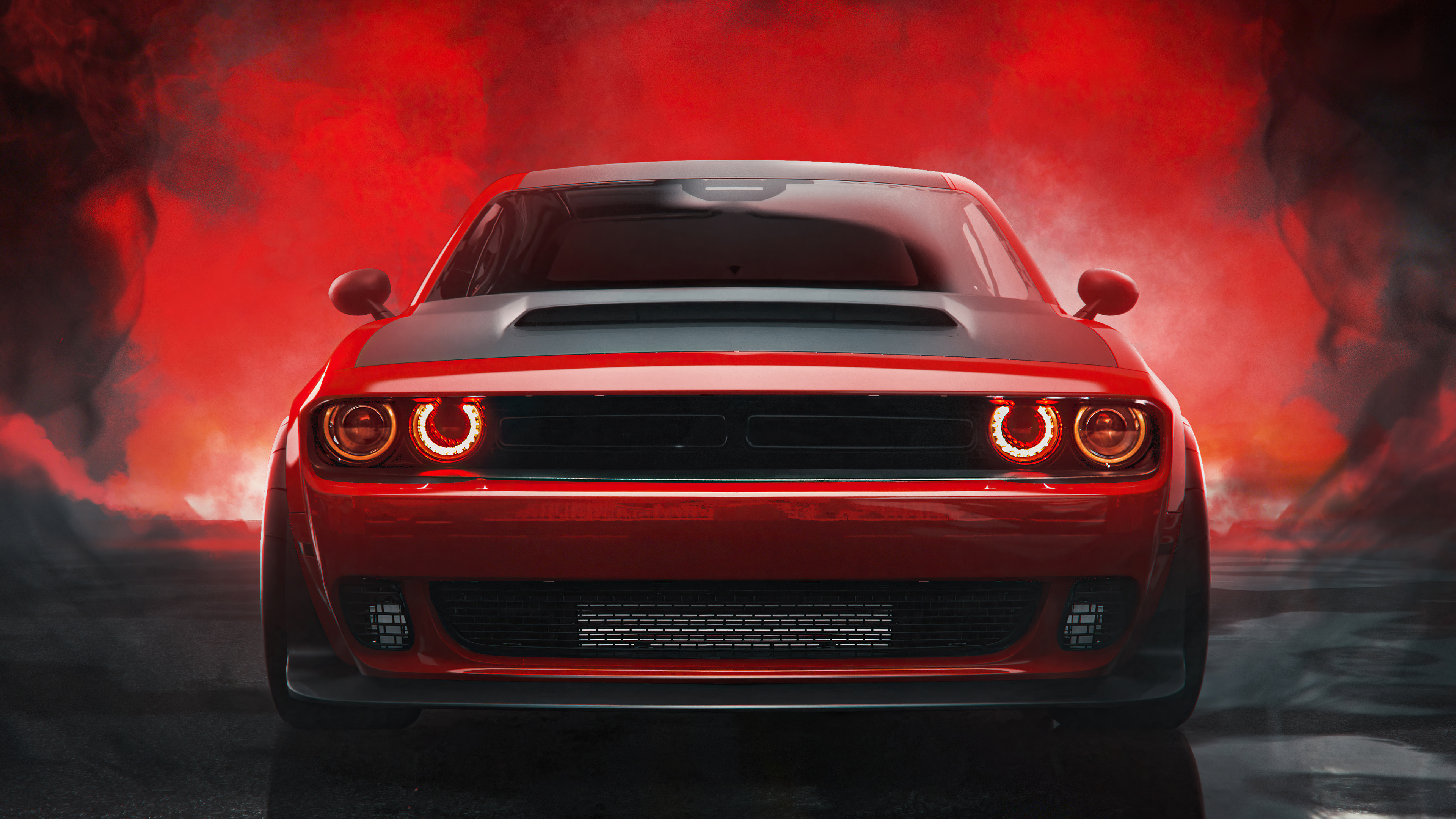 Challenger 2021 Front View, Dodge Wallpaper, 3840x2160 4K Desktop