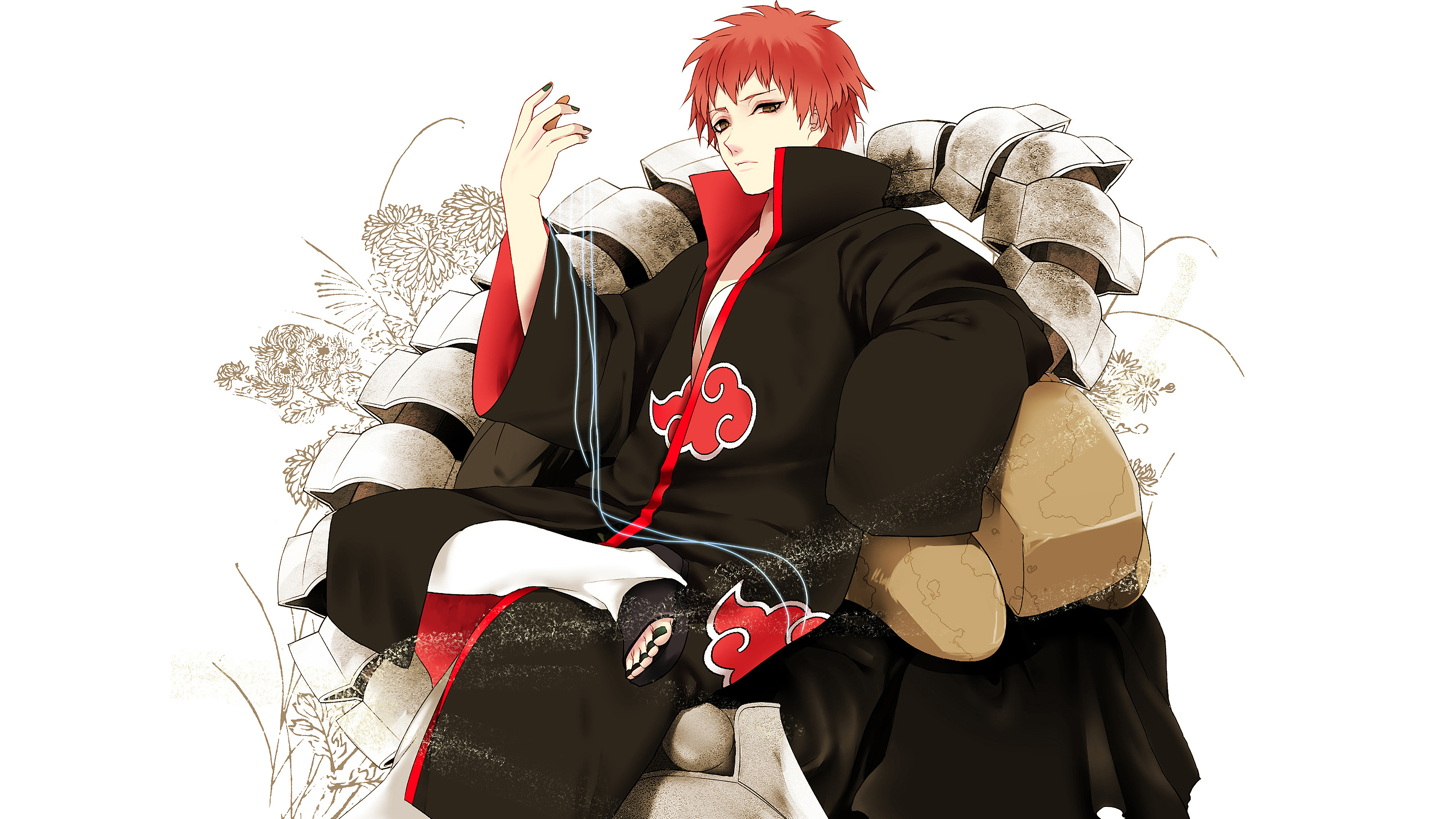 Sasori, Akatsuki cloak, chakra threads, 4K Desktop wallpaper