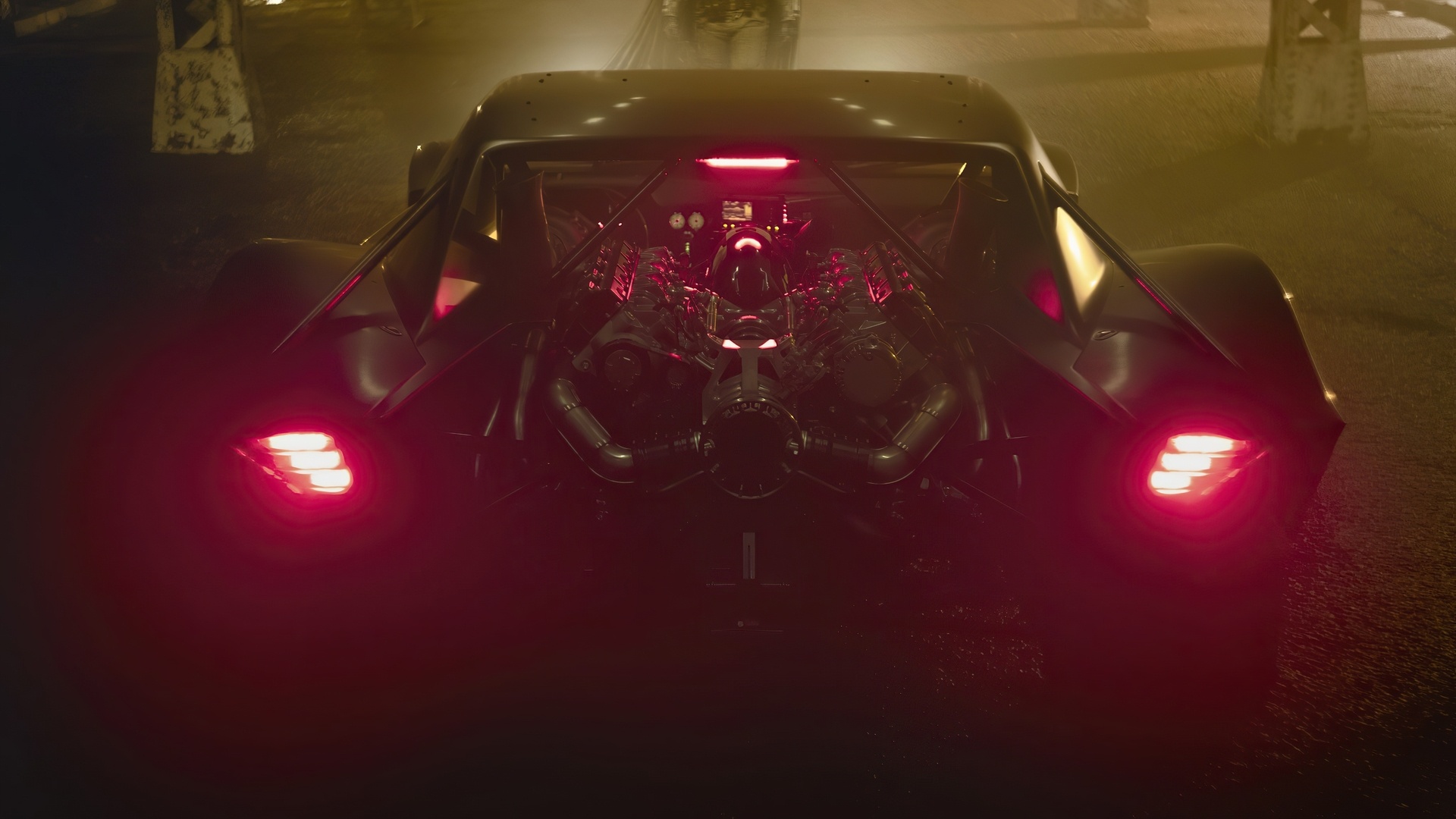 Batmobile rear view, Full HD wallpaper, High-quality image, Detailed superhero car, 1920x1080 Full HD Desktop