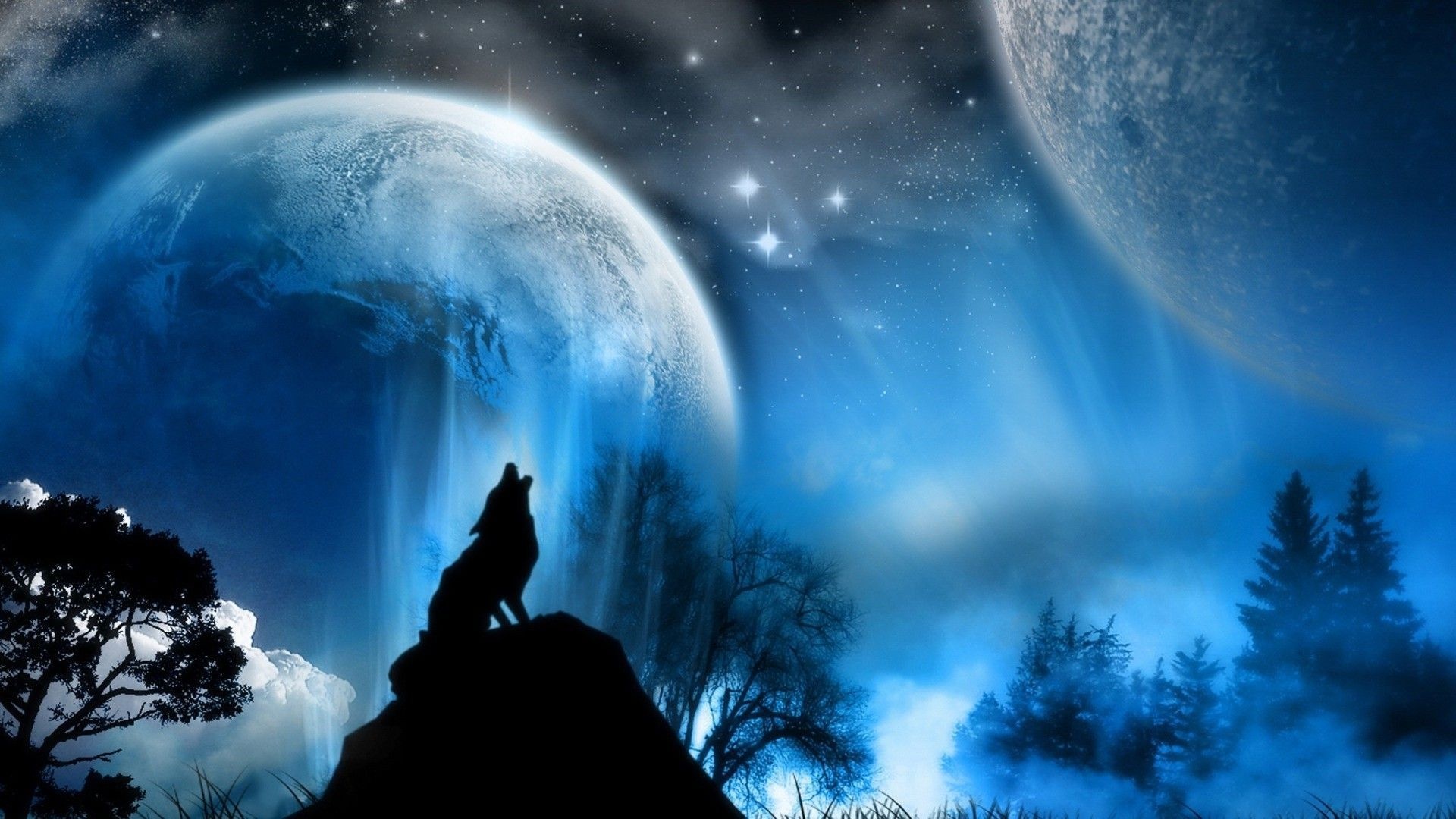 Howling Wolf, Lone wolf howling at moon, 1920x1080 Full HD Desktop