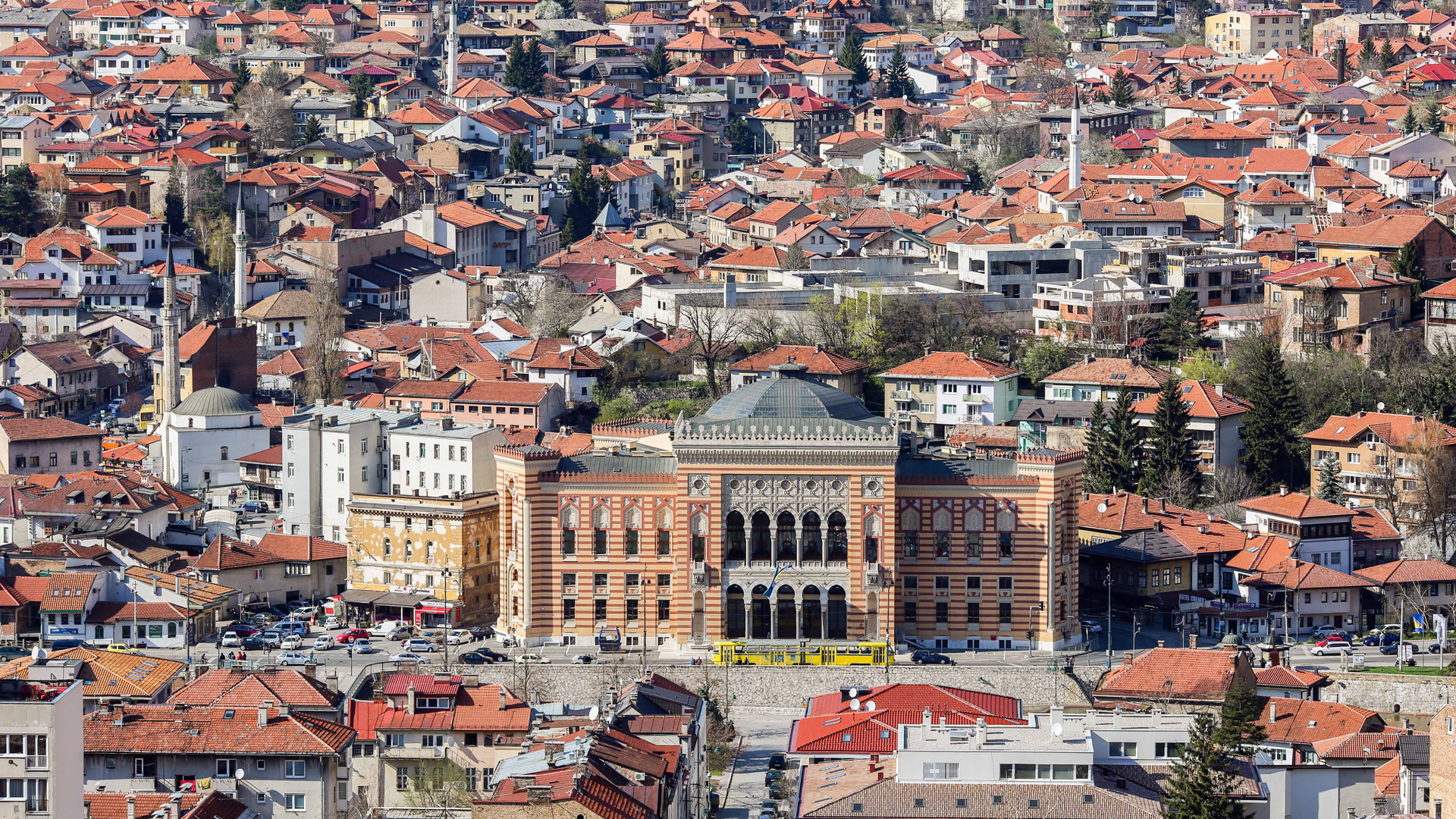 Sarajevo travels, Vijenica City Hall, Architectural marvel, Sarajevo, 1920x1080 Full HD Desktop
