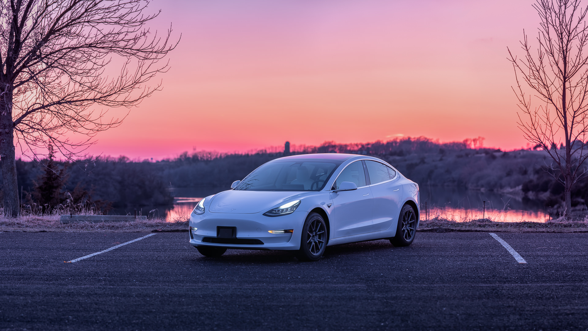 Late Autumn, Tesla Model 3 Wallpaper, 1920x1080 Full HD Desktop