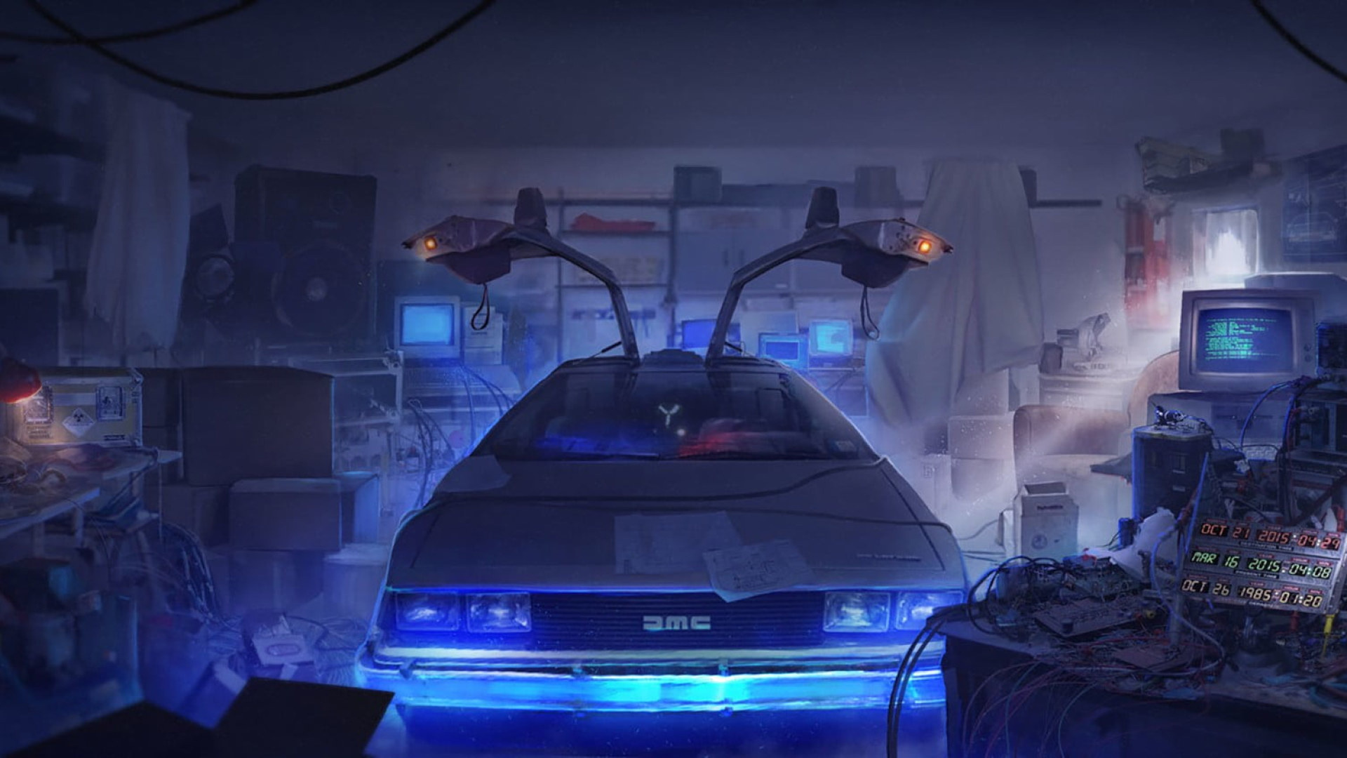 Gray car digital art, Delorean time travel, Back to the Future wallpaper, Futuristic theme, 1920x1080 Full HD Desktop