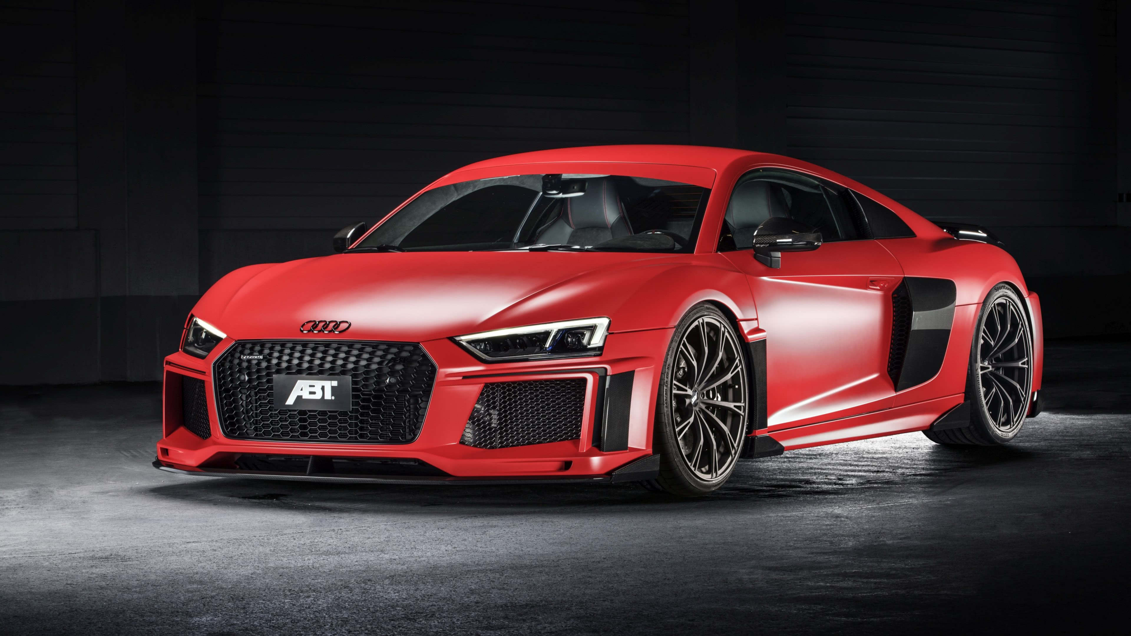 ABT Audi R8, ABT grille badge, dark automotive studio, 4K Desktop wallpaper