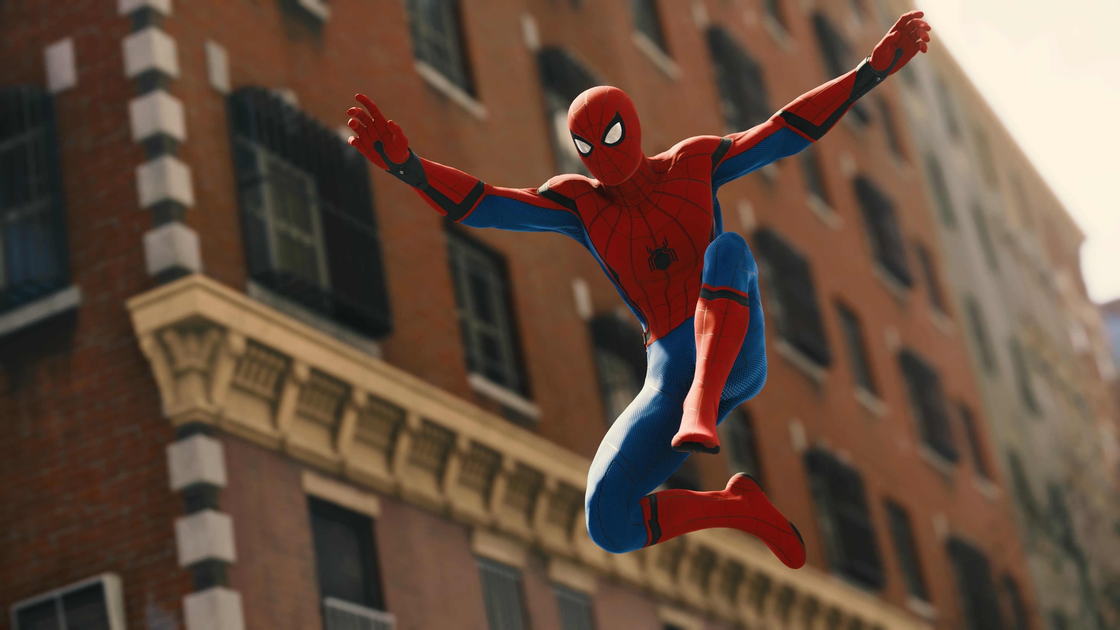 Spiderman jumping, Superhero wallpaper, 4K image, Epic action, 3840x2160 4K Desktop