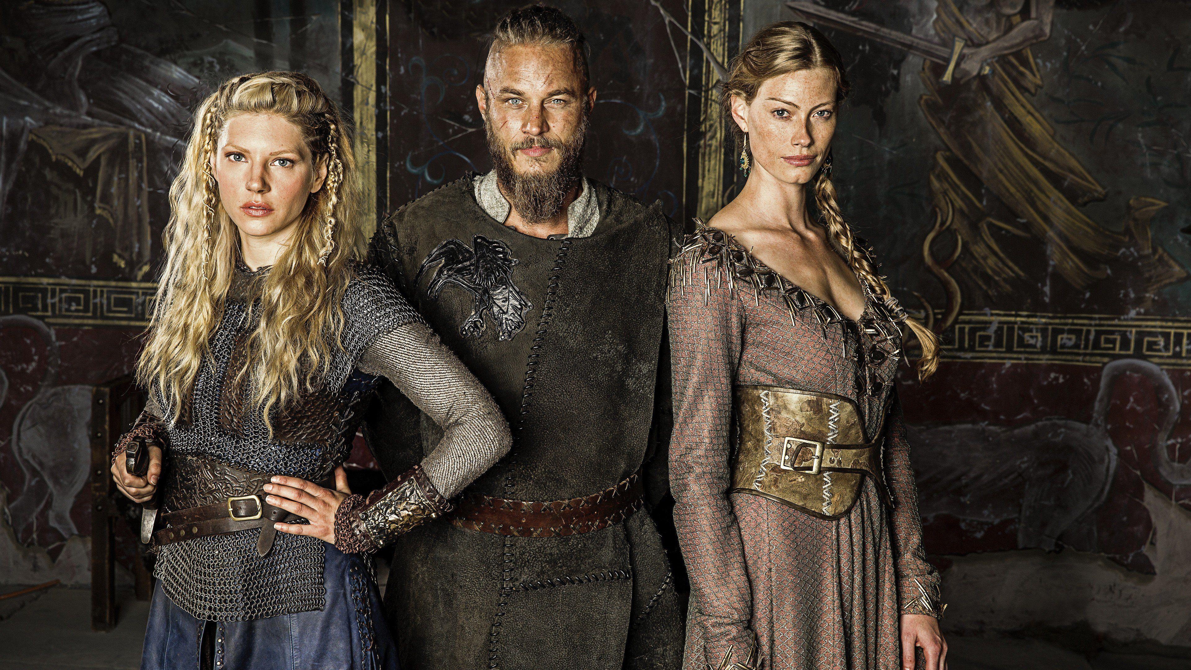Ragnar Lothbrok, Lagertha, Queen Aslaug, Vikings TV series, 4K Desktop wallpaper