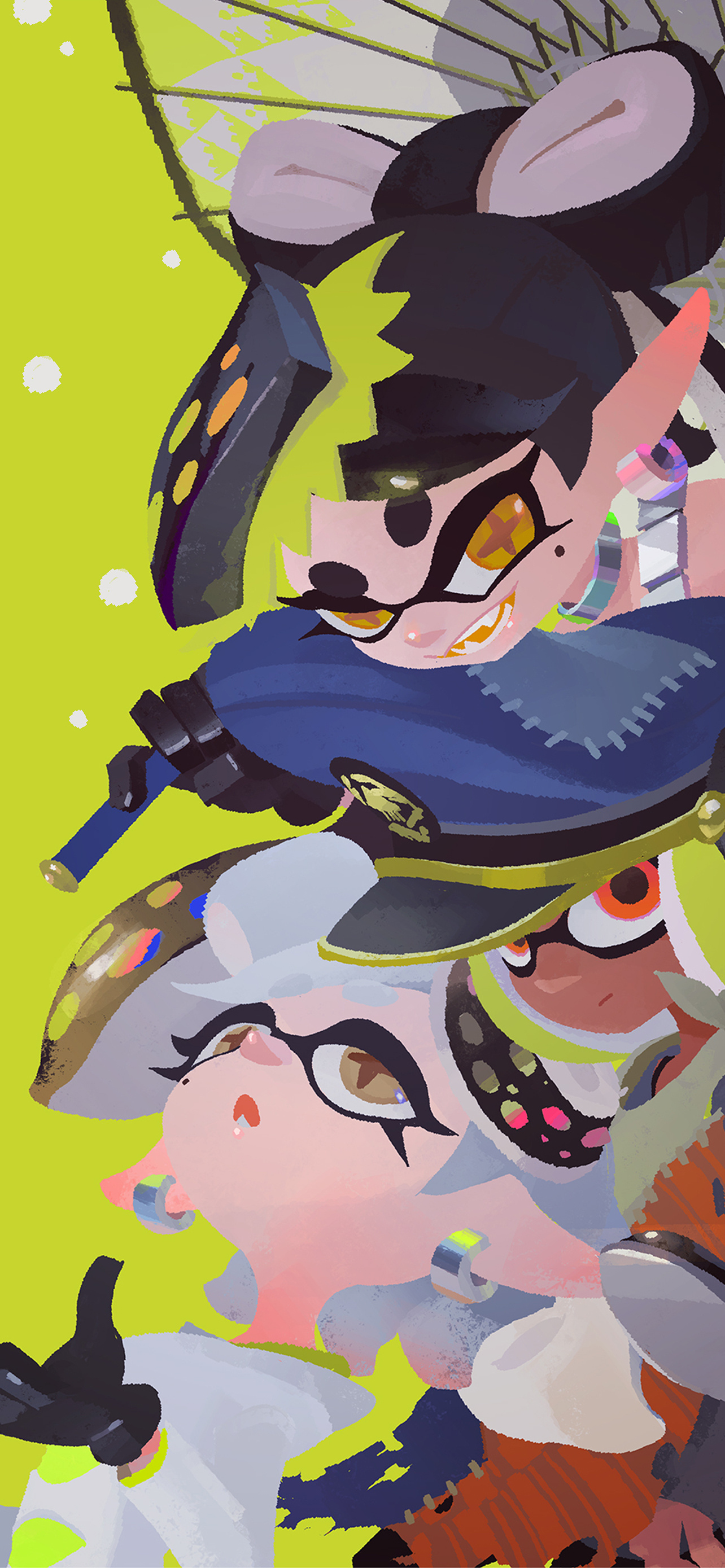 Splatoon 3, Artwork wallpaper, Cat with monocle, Gaming aesthetics, 1290x2780 HD Phone