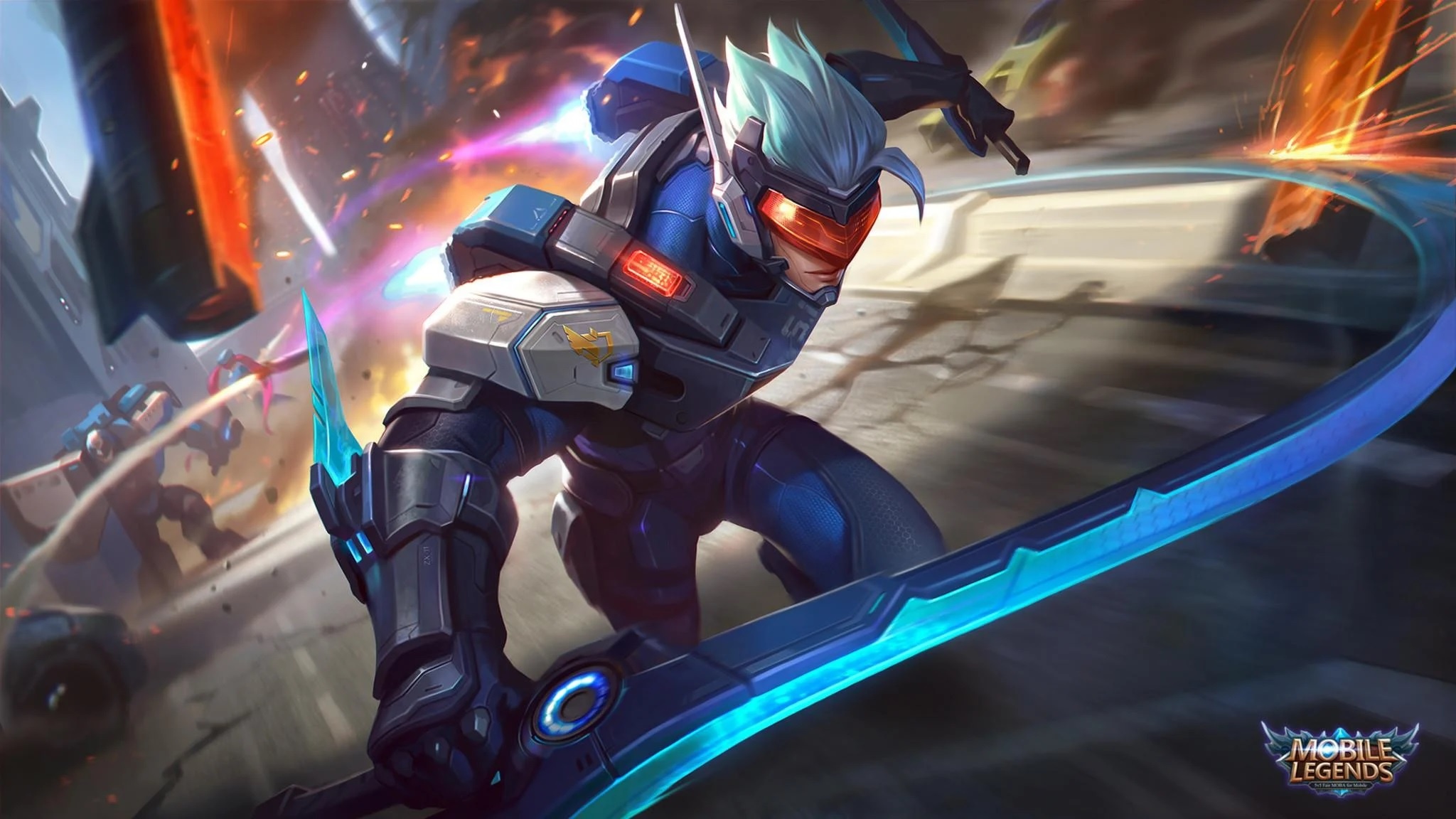 Saber Force Warrior, cybernetic energy sword, Mobile Legends Bang Bang, HD Desktop wallpaper