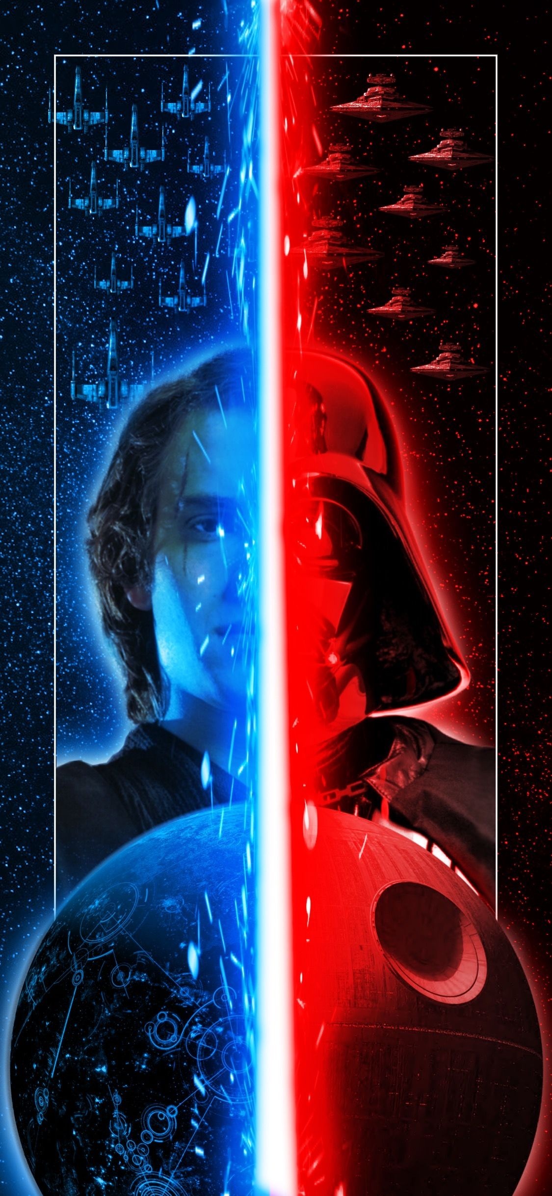 Anakin Skywalker, Darth Vader, Death Star, Star Destroyer fleet, HD Phone wallpaper