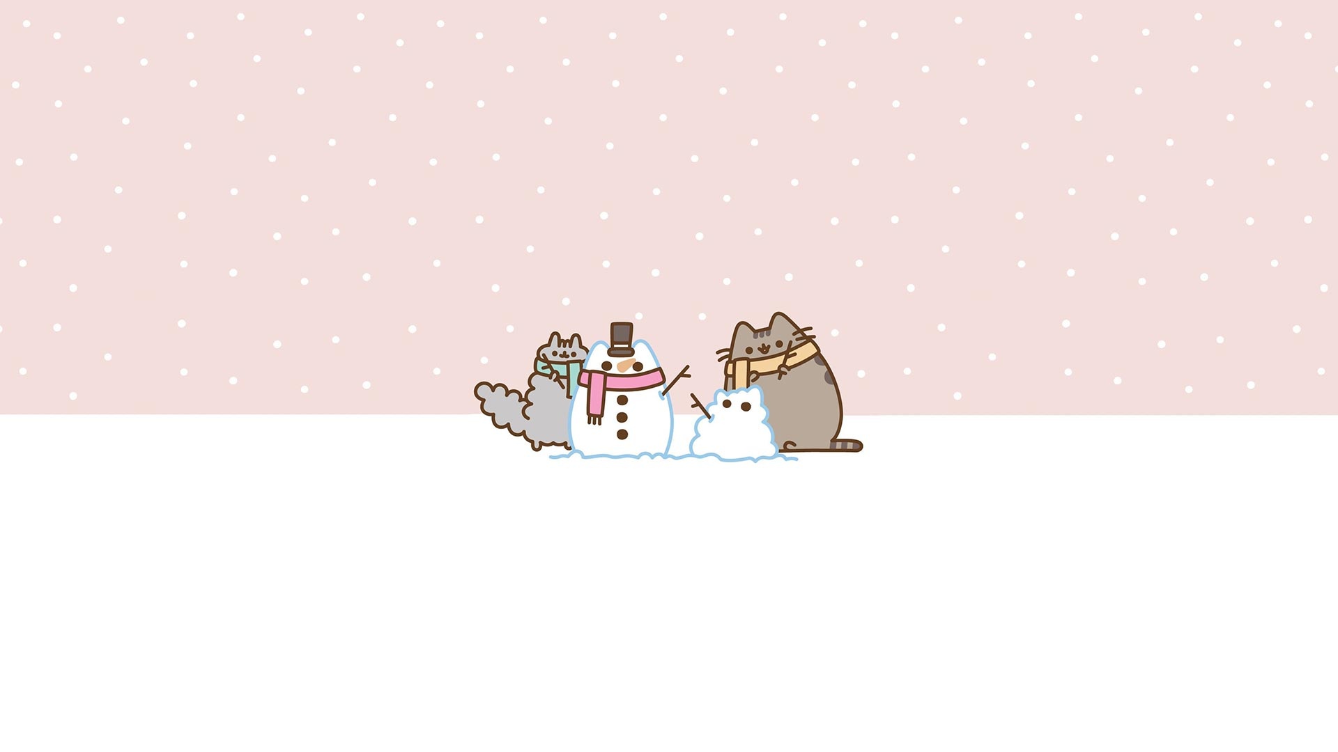 Pusheen, Stormy, Cat snowman, Full HD Desktop wallpaper