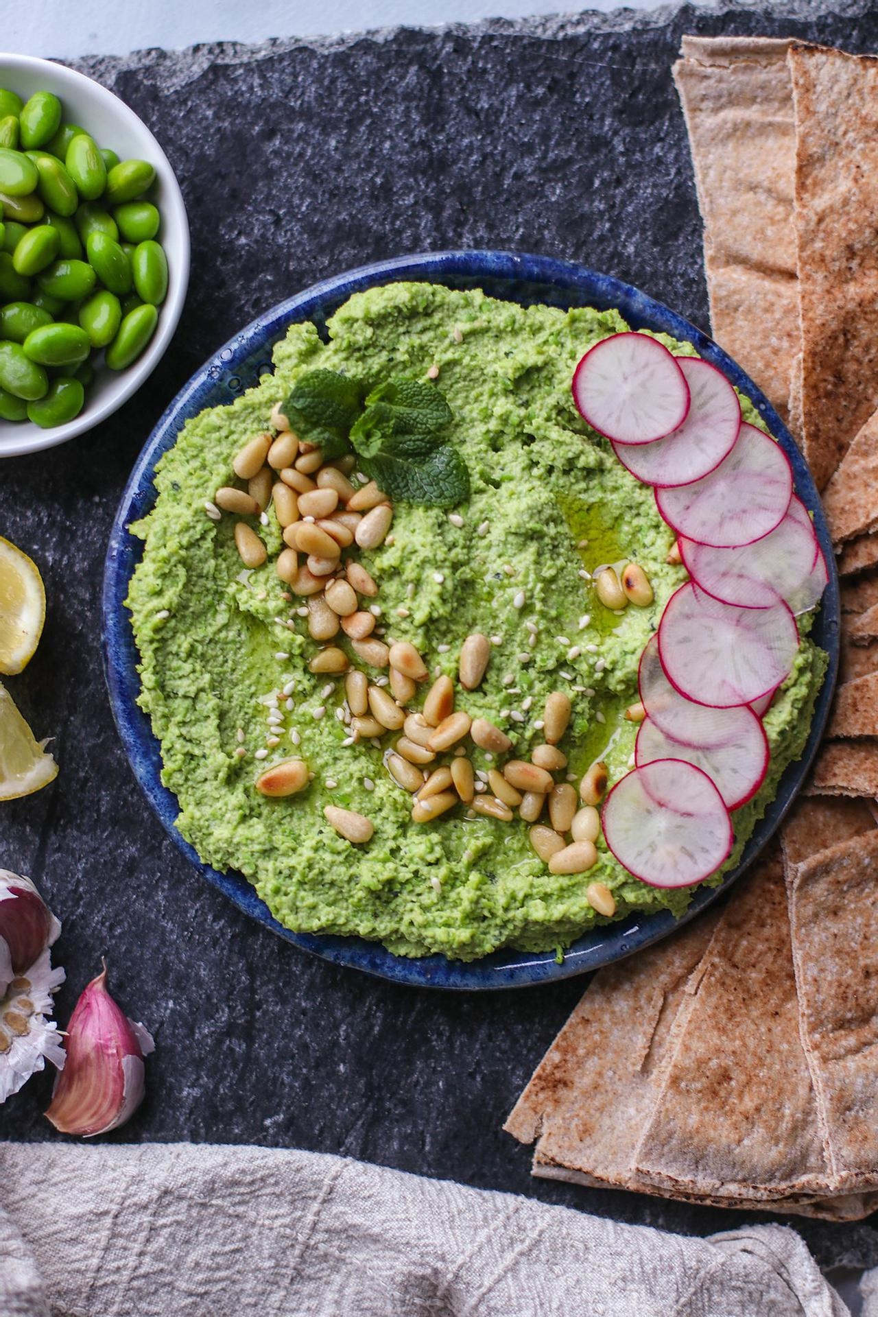 Green pea edamame, Mint dip, Pick up limes, 1280x1920 HD Phone