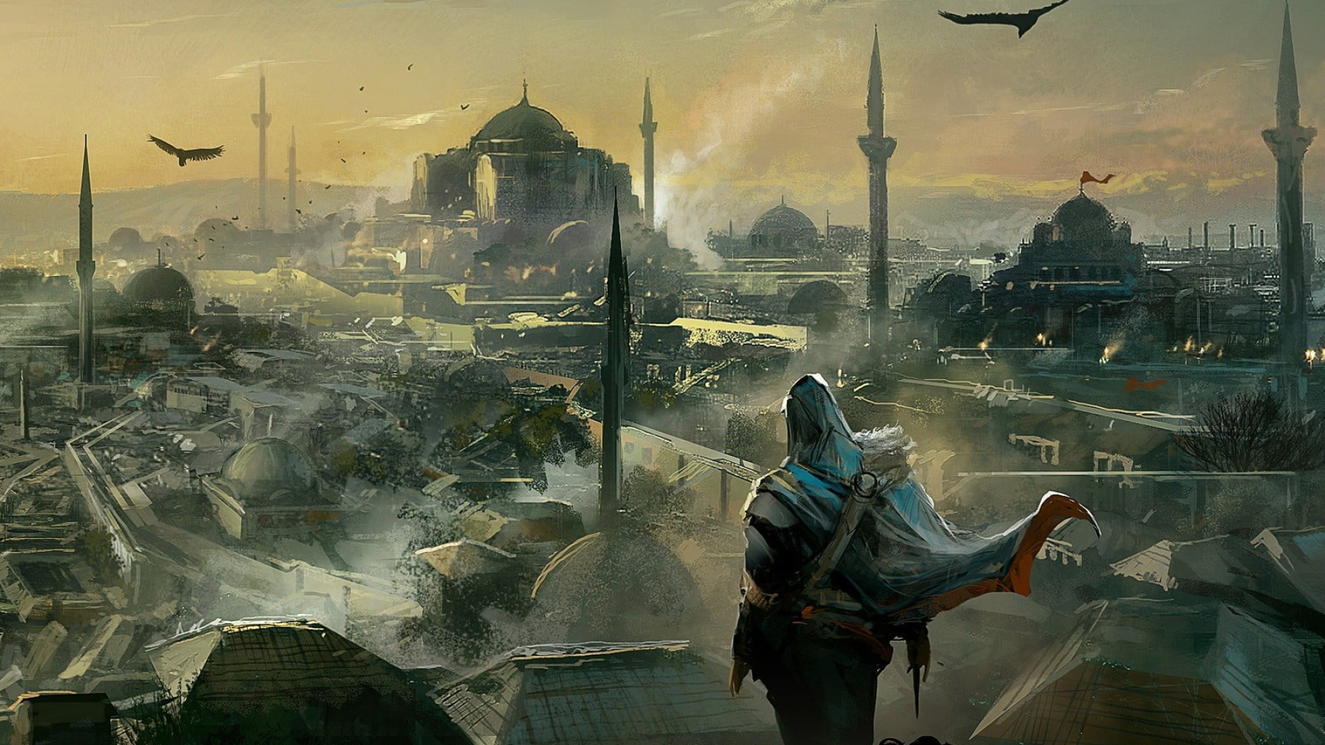 Ezio Auditore da Firenze, Hagia Sophia, Constantinople cityscape, Full HD Desktop wallpaper