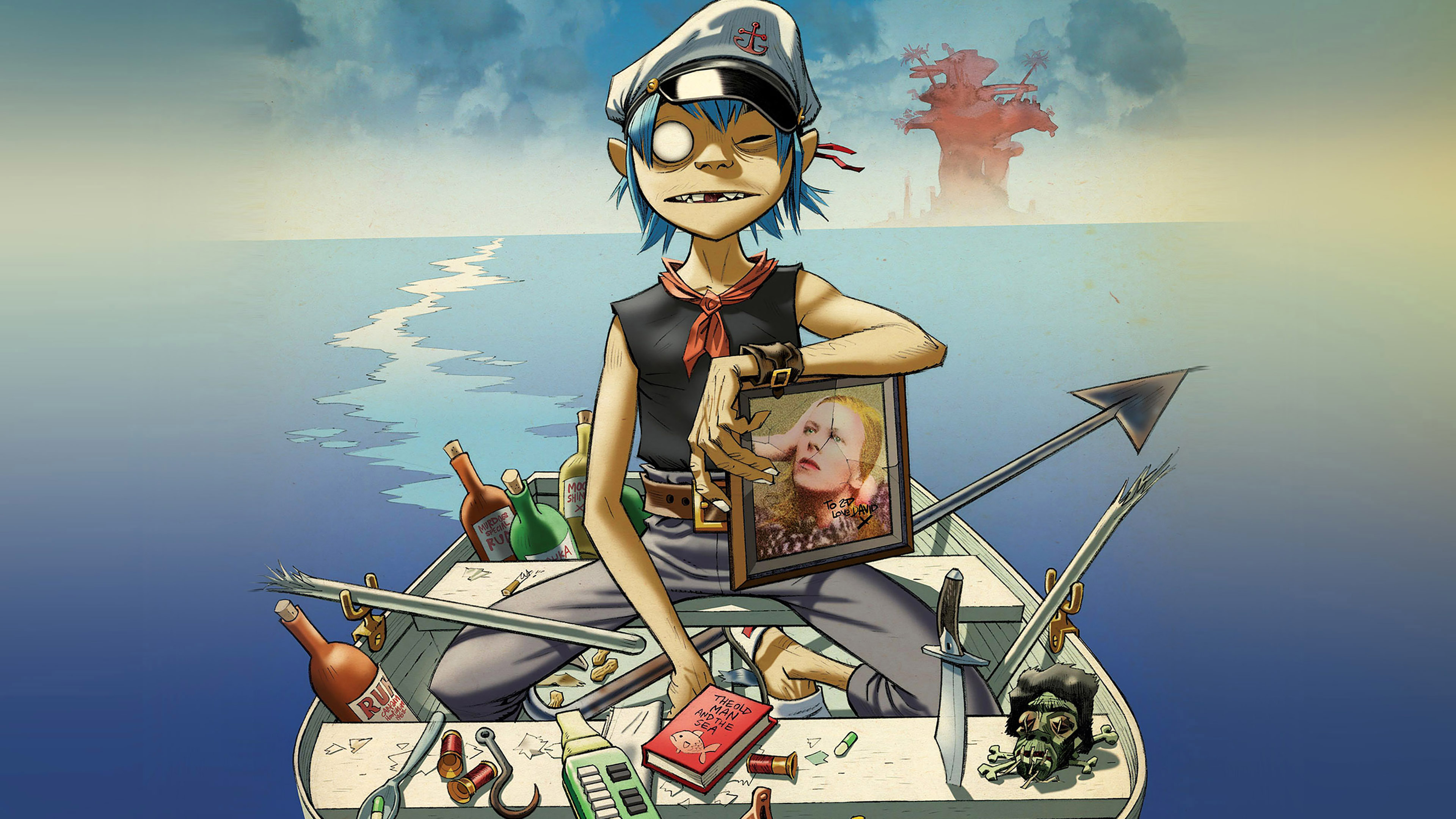 Gorillaz, Musical wallpaper, Aesthetic illustration, Boat symbolism, 3840x2160 4K Desktop