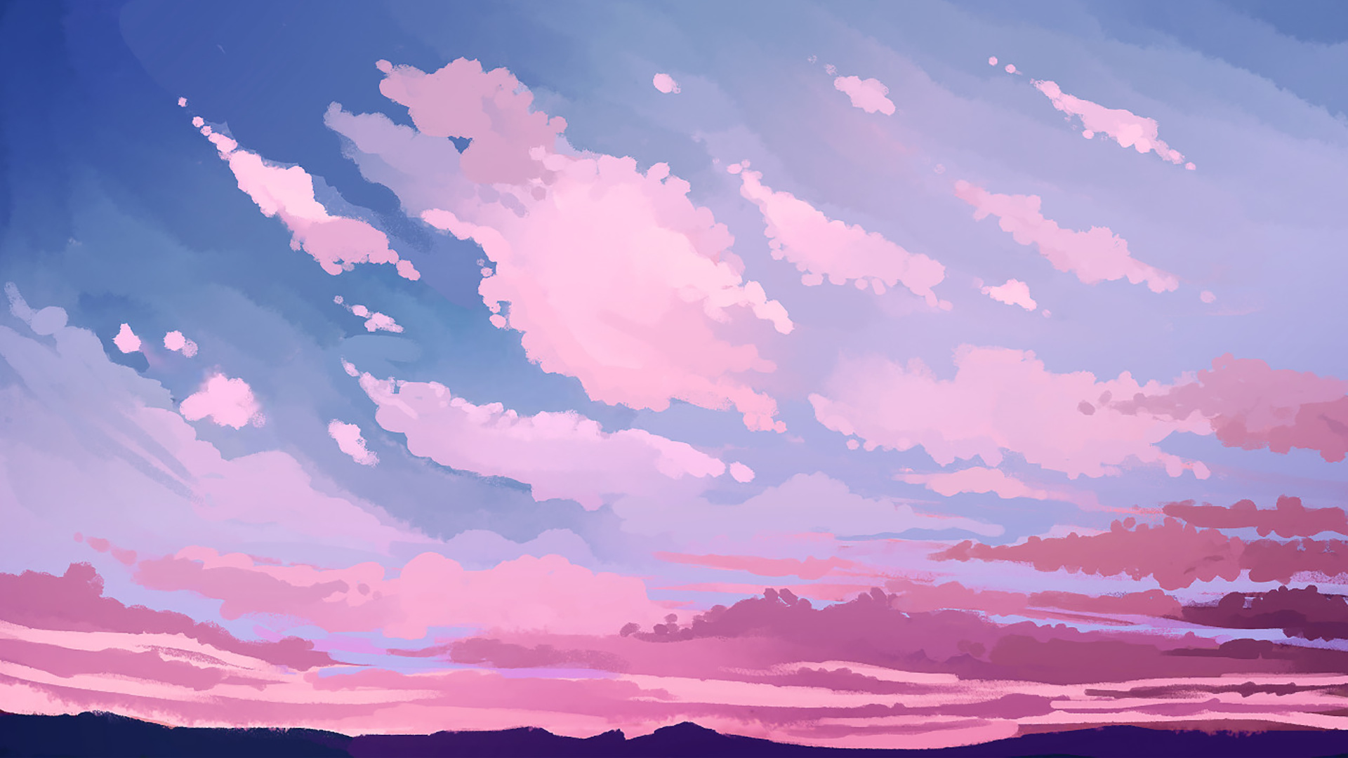 Anime sky, Cute Pink Wallpaper, 1920x1080 Full HD Desktop