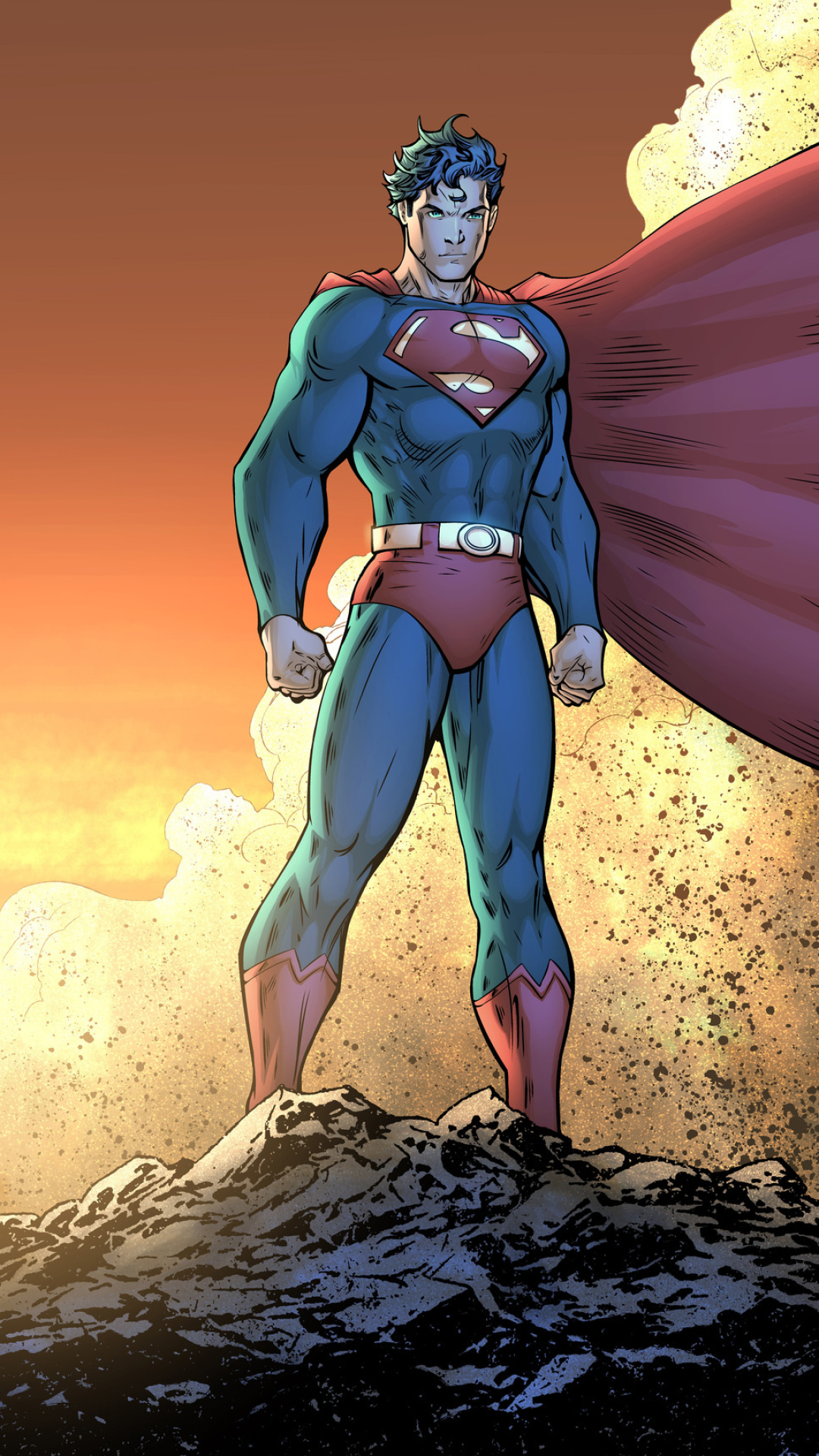 Superman, House of El symbol, Rocky mountain summit, Full HD Phone wallpaper