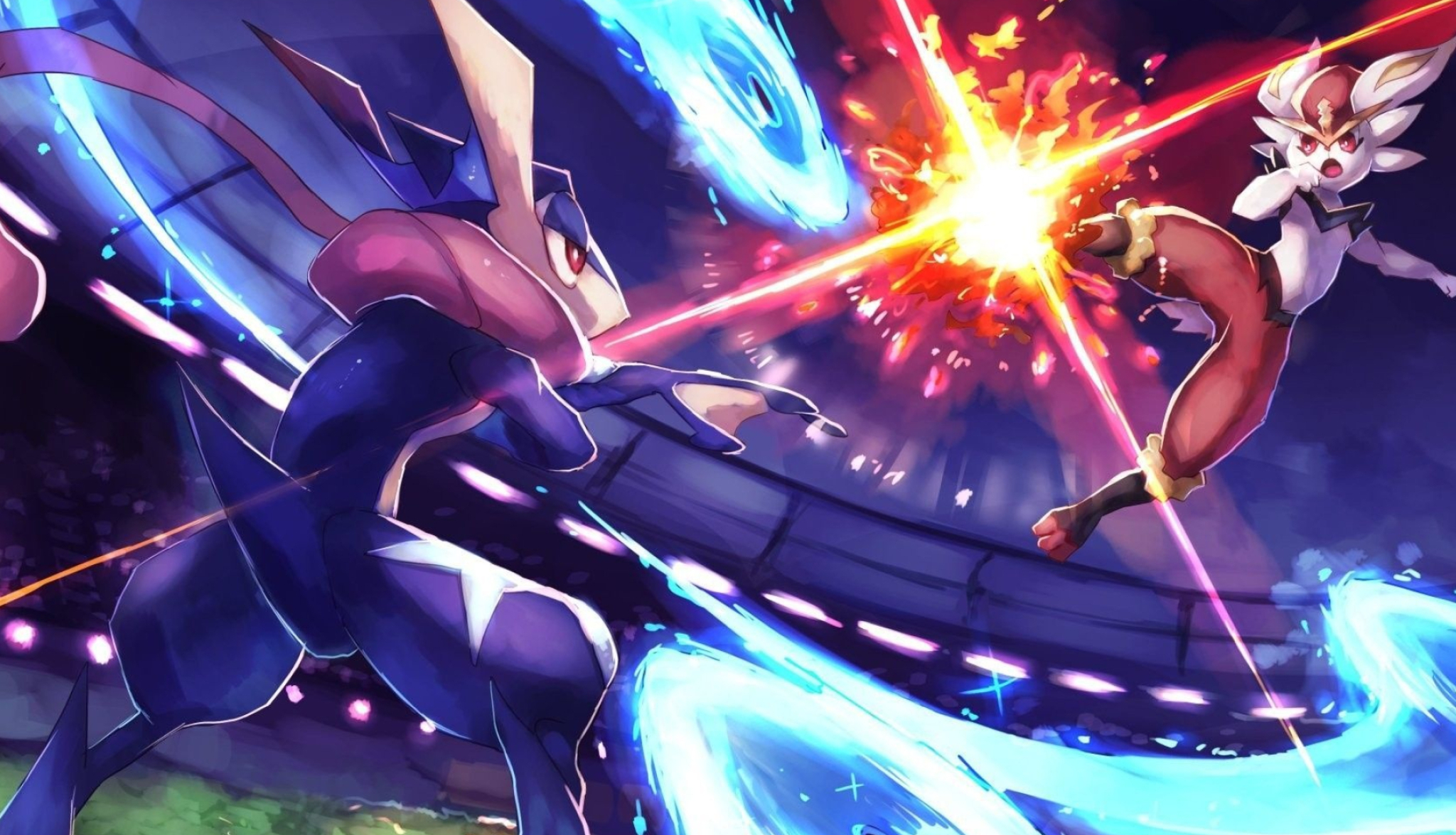 Greninja Cinderace wallpapers, Striking combination, 2050x1180 HD Desktop