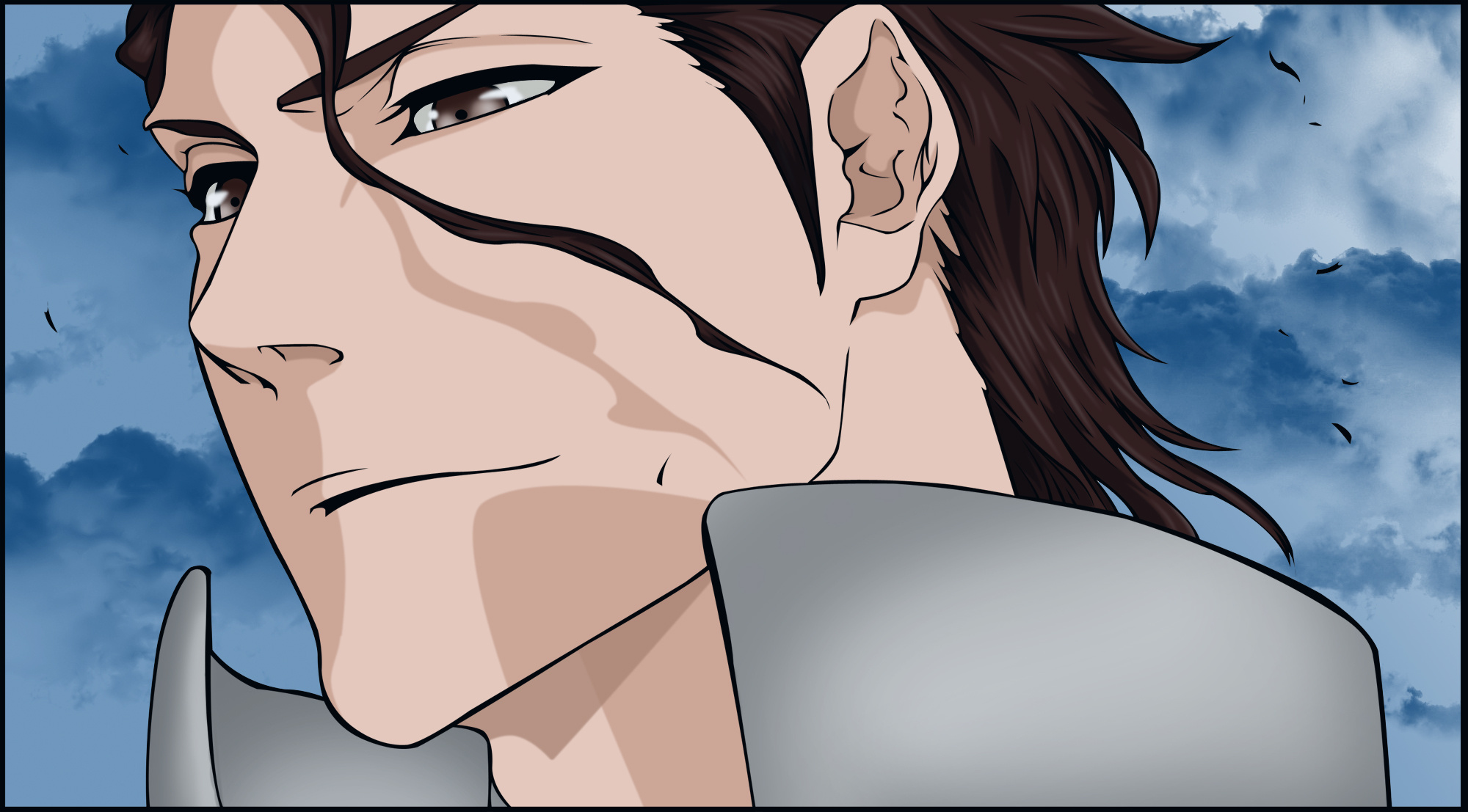 Sosuke Aizen, Bleach, blue cloudy sky, HD Desktop wallpaper