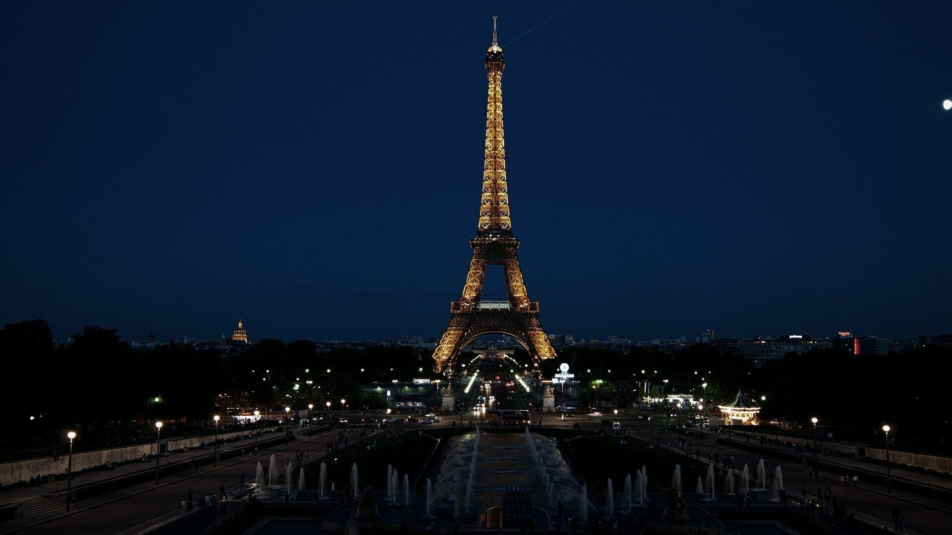 Eiffel Tower architecture, Monument scenic lights, Paris France wallpaper, 1920x1080 Full HD Desktop