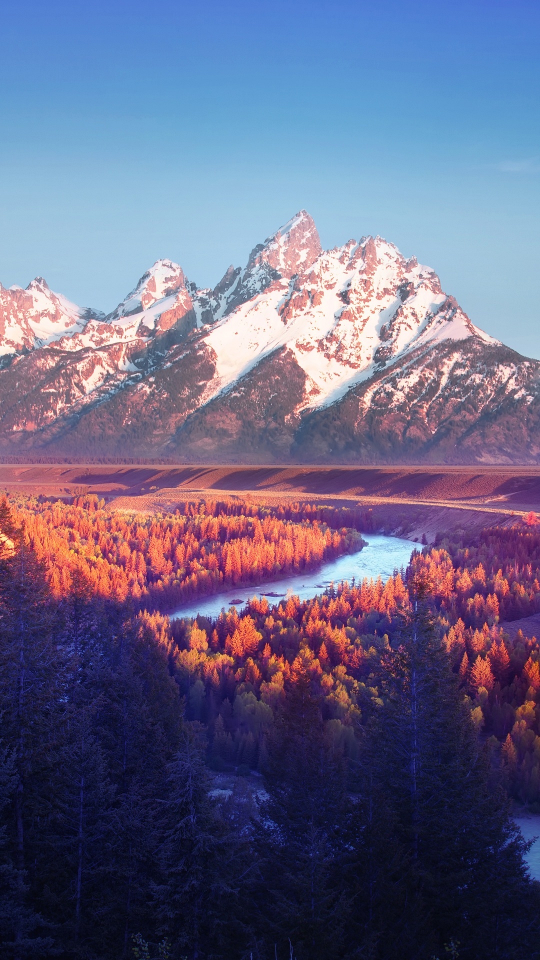 Grand Teton National Park, 4K wallpaper, Serene Snake River, Wyoming sunrise, 1080x1920 Full HD Phone