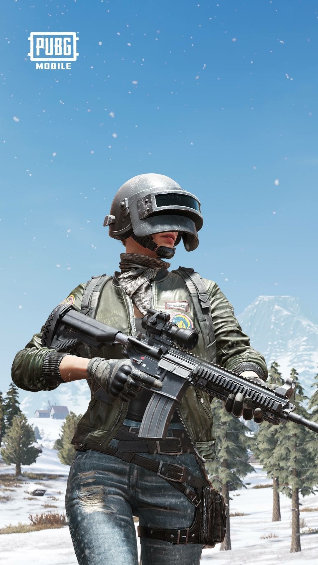 Level 3 helmet, M416 assault rifle, PUBG Mobile logo, Full HD Phone wallpaper