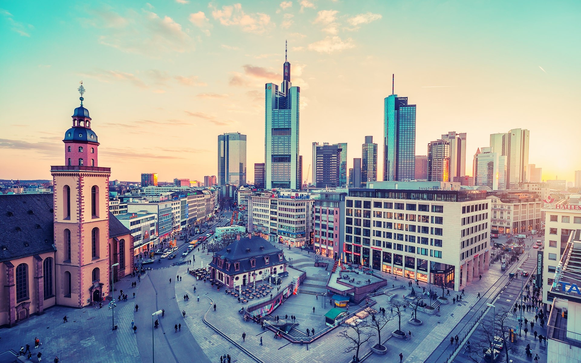 City Square, Travels, Frankfurt, HDR, 1920x1200 HD Desktop