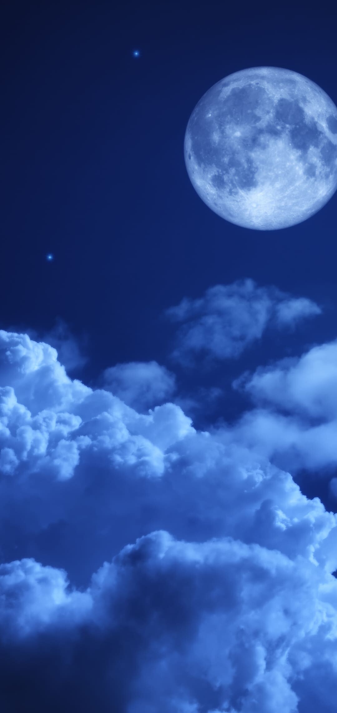 Full moon, Clouds Wallpaper, 1080x2280 HD Phone