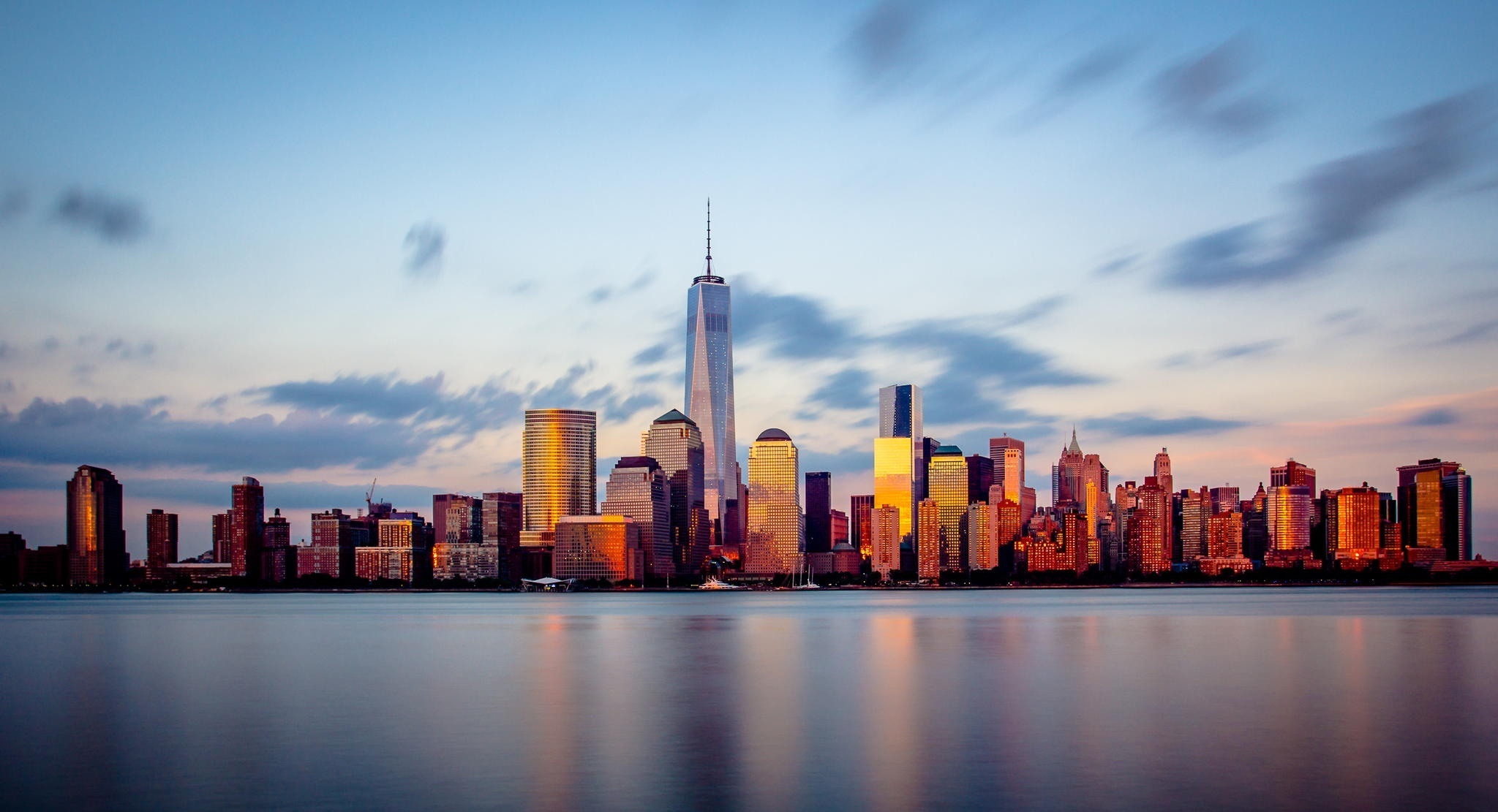 City skyline during night time, Background, Free image, Download, 2050x1120 HD Desktop