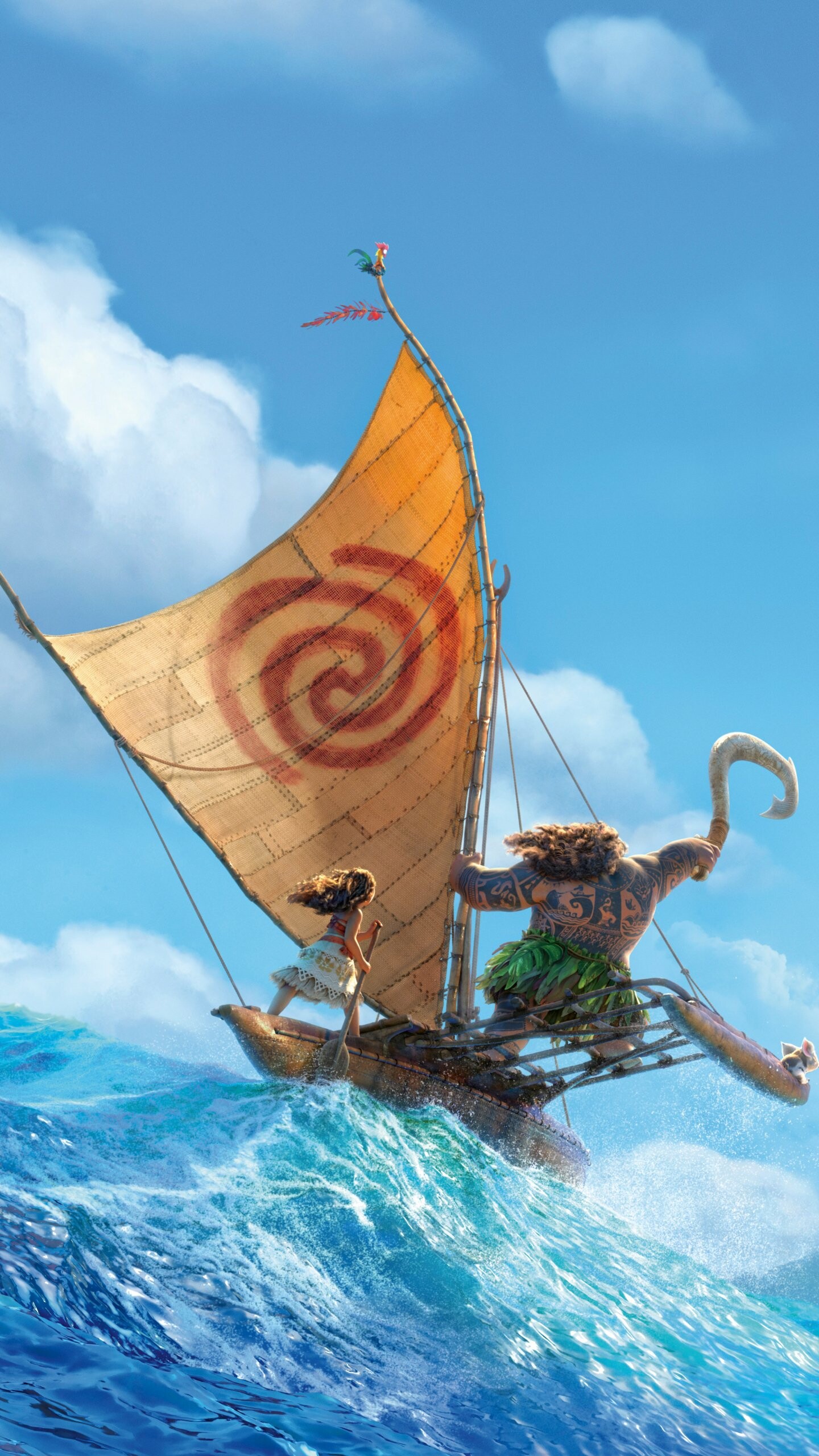 Movie Moana, Disney animation, Adventure on the ocean, Memorable characters, 1440x2560 HD Phone