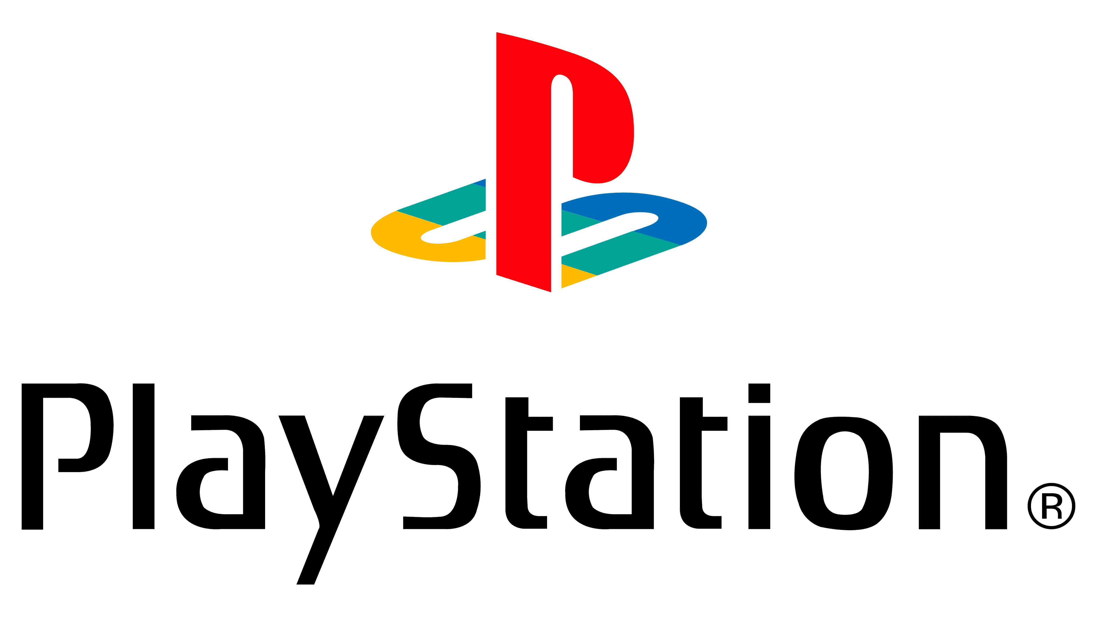 PlayStation logo, PlayStation wordmark, Plain white background, 4K Desktop wallpaper
