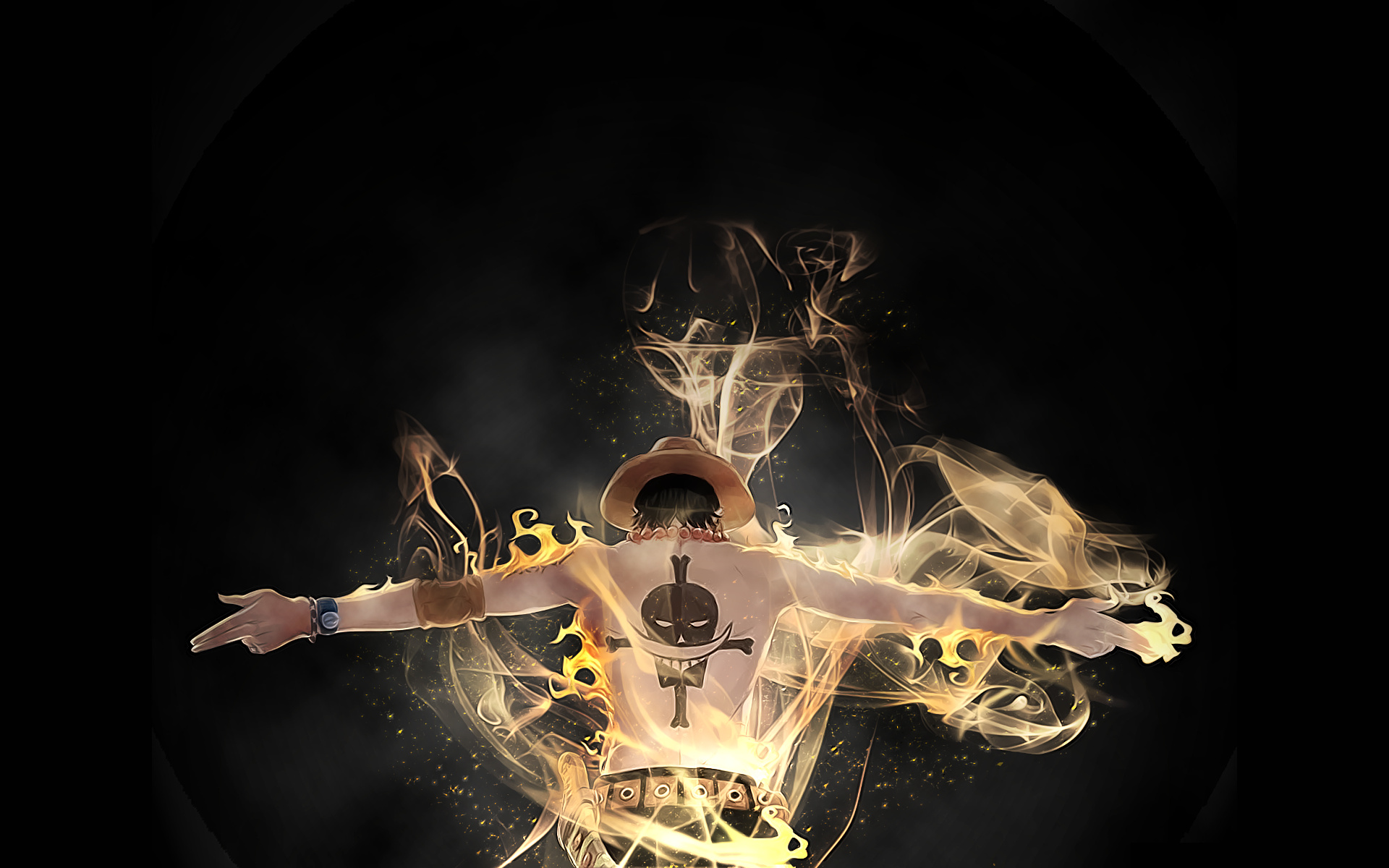 Portgas D. Ace, Whitebeard Pirates tattoo, Mera Mera no Mi flames, HD Desktop wallpaper