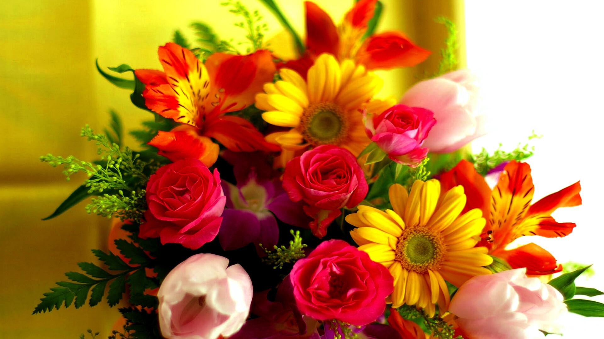 Flower bouquet, Colorful arrangement, Captivating beauty, Eye-catching wallpaper, 1920x1080 Full HD Desktop